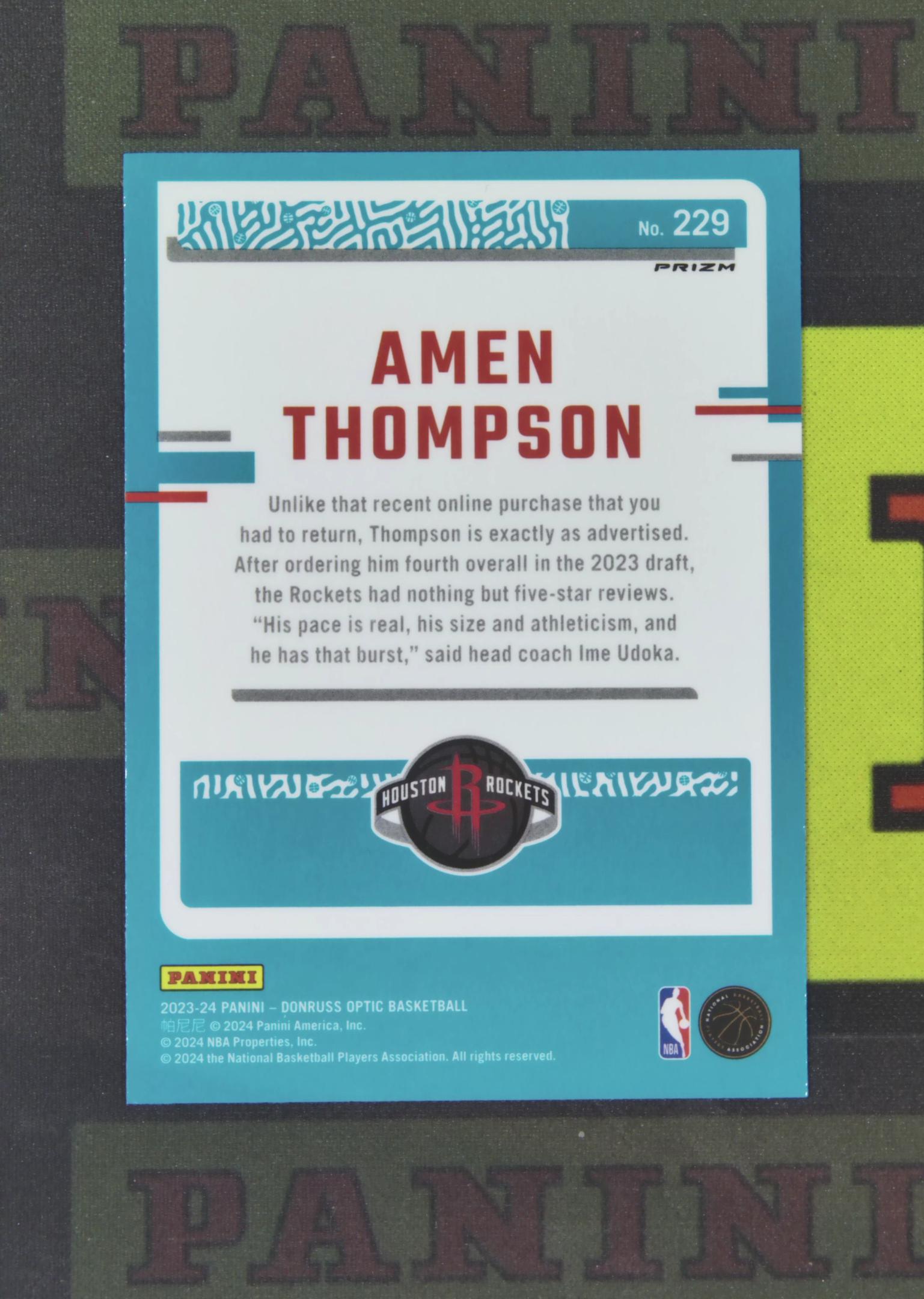 2023-24 Panini Donruss Optic Amen Thompson RC Nirvana Project 阿门 汤普森 火箭 新秀 银折 折射 OP 卡品如图 收藏必备 zz001