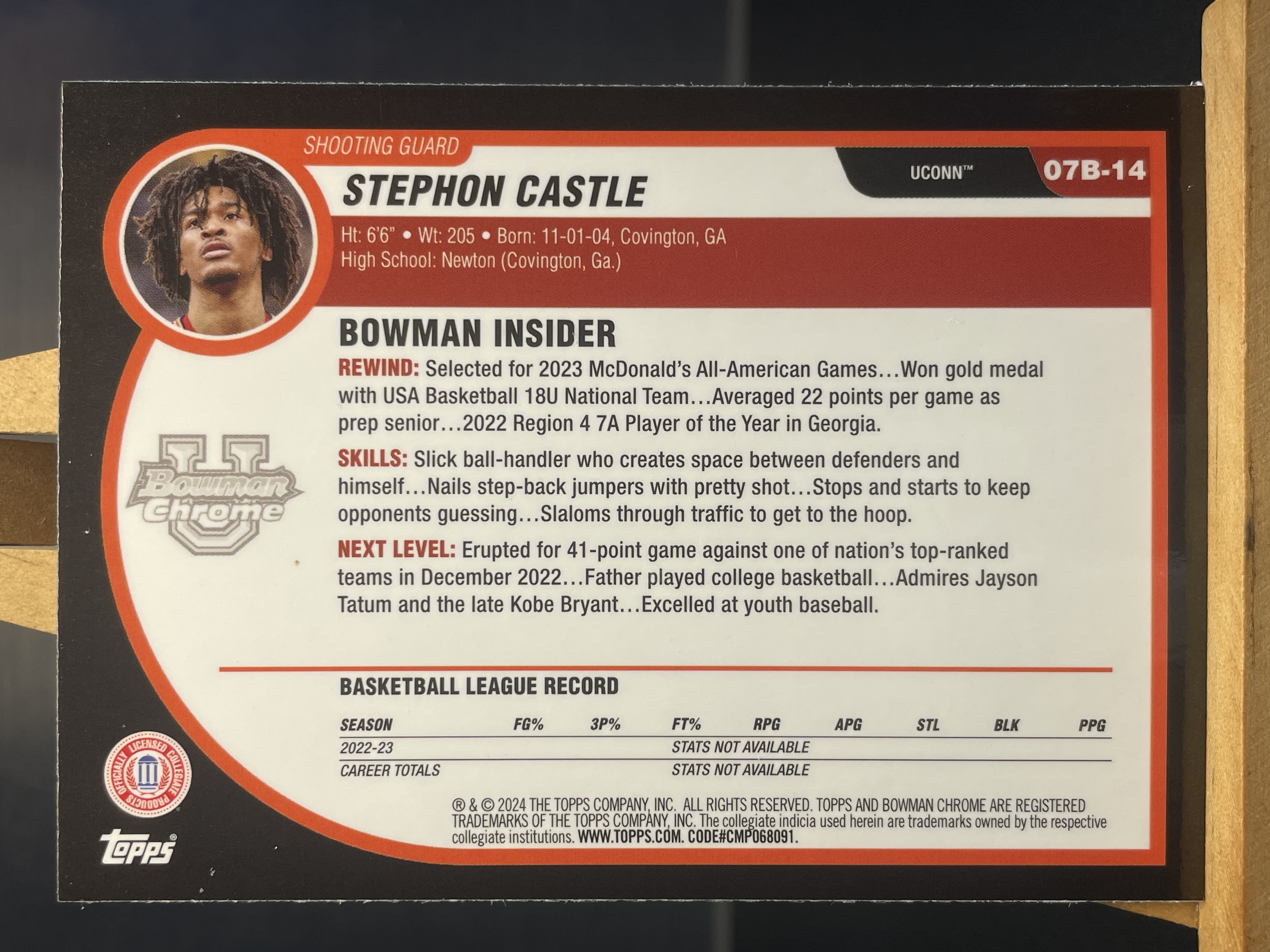 (C5) 2024 TOPPS 折射 斯蒂芬 卡斯尔 近期大热球星 收藏必备 卡品如图! ! !