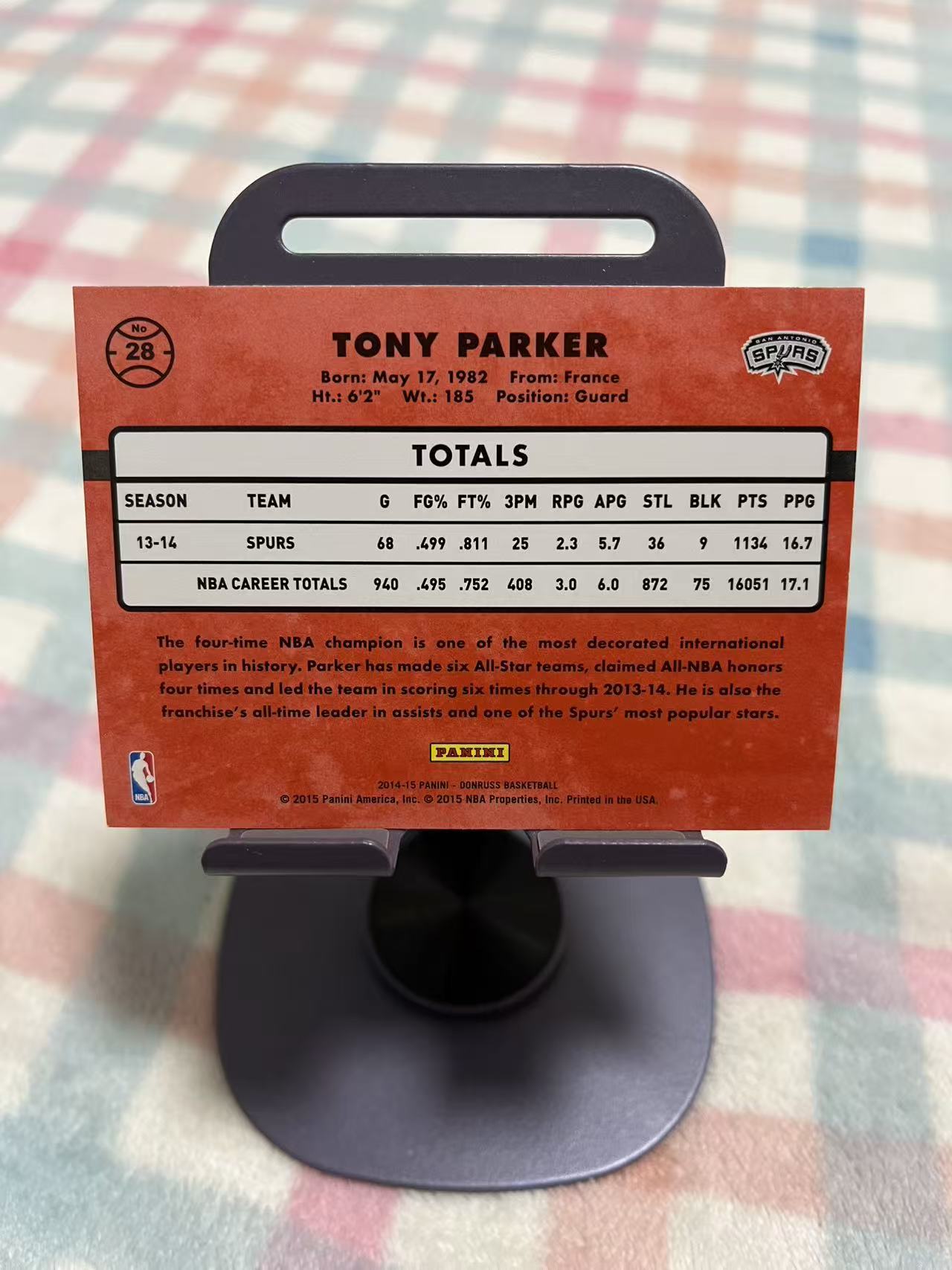 2014-15 Panini Donruss Tony Parker 托尼 帕克 法国跑车【变形虫 折射 杜蕾斯 +林书豪BASE】马刺 #755