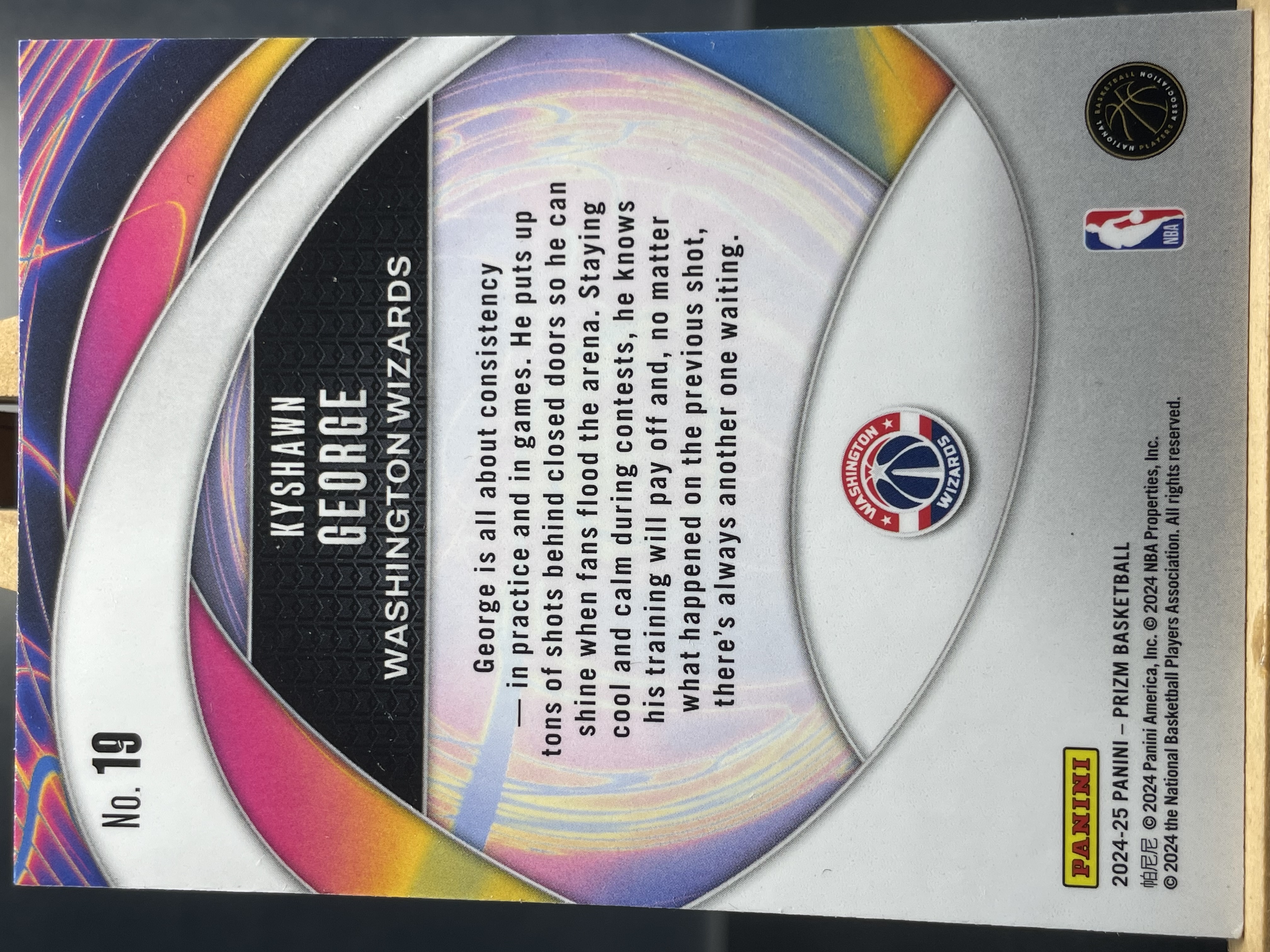 (B1) 2024-25 PANINI PRIZM 特卡 新秀RC 凯肖恩 乔治 奇才 收藏凑套必备 卡品如图!!!