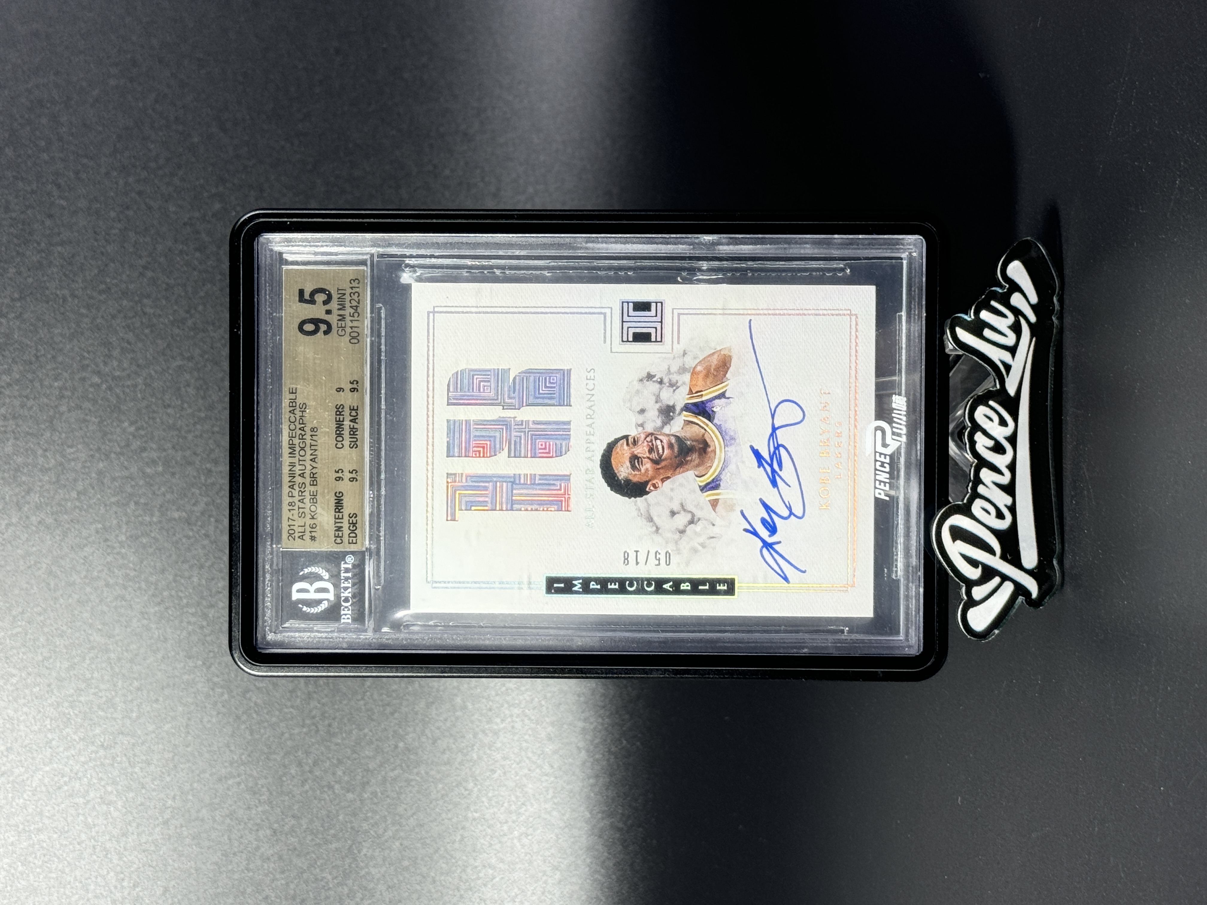 【喷子拍卖】2017-18 panini impeccable Kobe Bryant 小真金白银 洛杉矶湖人 科比 布莱恩特 全明星次数 allstar 签字 18编 卡签 超美数据签 系列hit BGS金标9.5/10 送订制壳 木木
