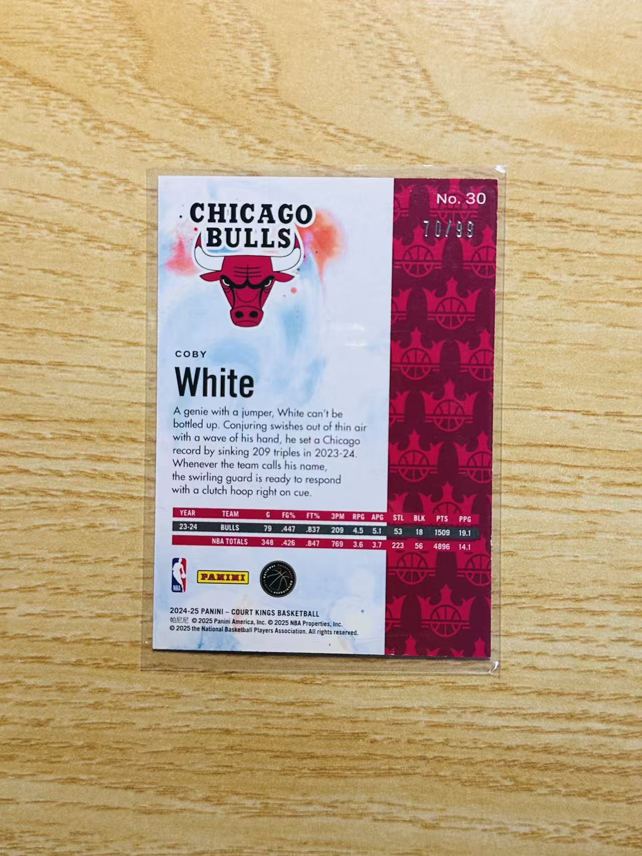 2024-25 Panini Court Kings Coby White 嘿嘿代卖 油画 科比 怀特 99编 闪版 公牛 收藏必备