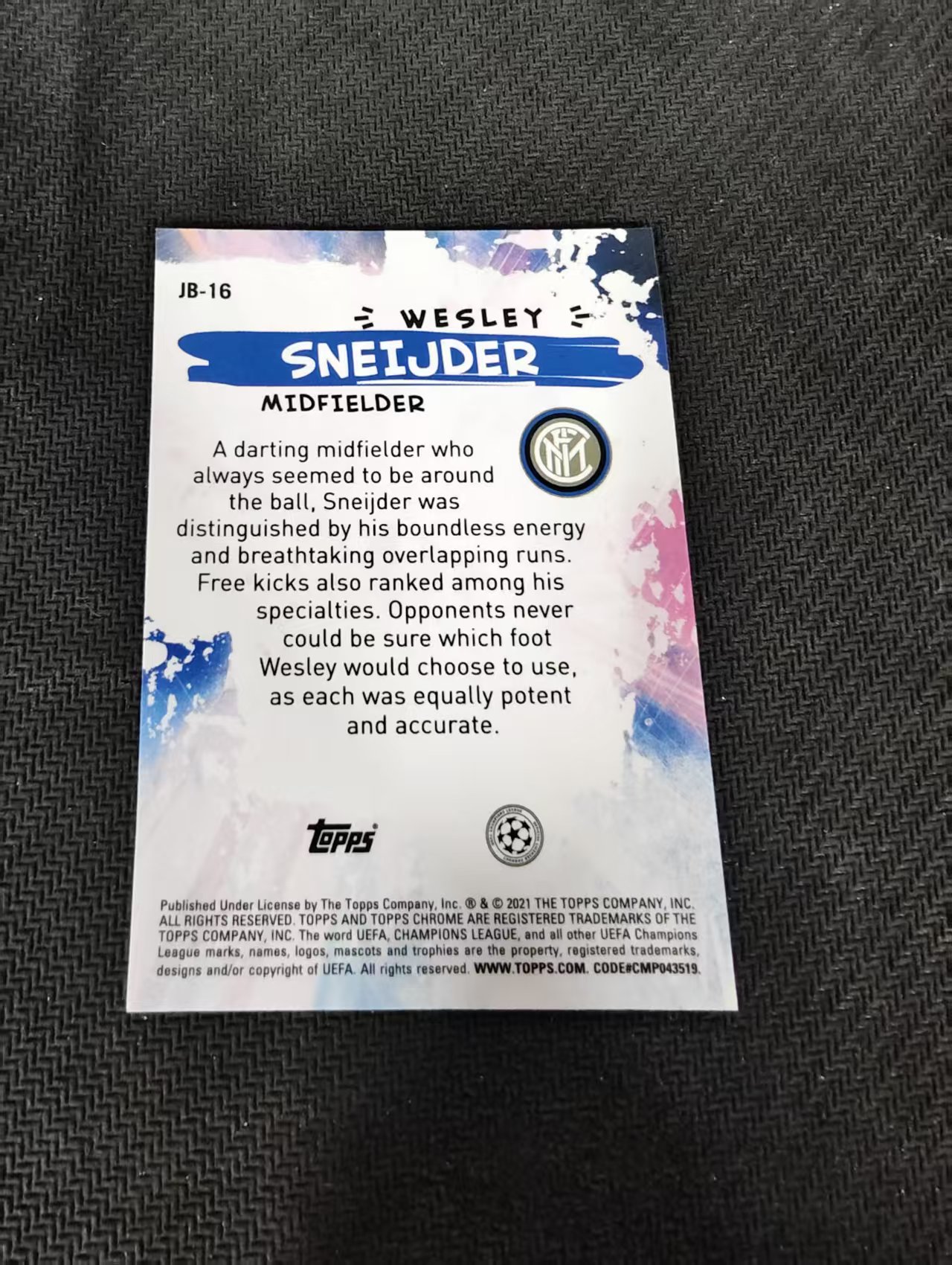 【可合并,不累计】2021 Topps Chrome wesley sneijder 韦斯利 斯内德 欧冠 joga 美丽比赛 泡泡折 大比例 划痕 边角瑕疵