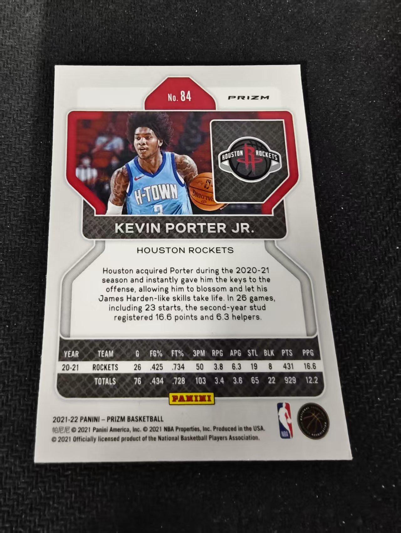 2021-22 Panini Prizm Kevin Porter Jr. 小凯文波特 小波特 火箭 红波纹 PZ 划痕 边角瑕疵 #84