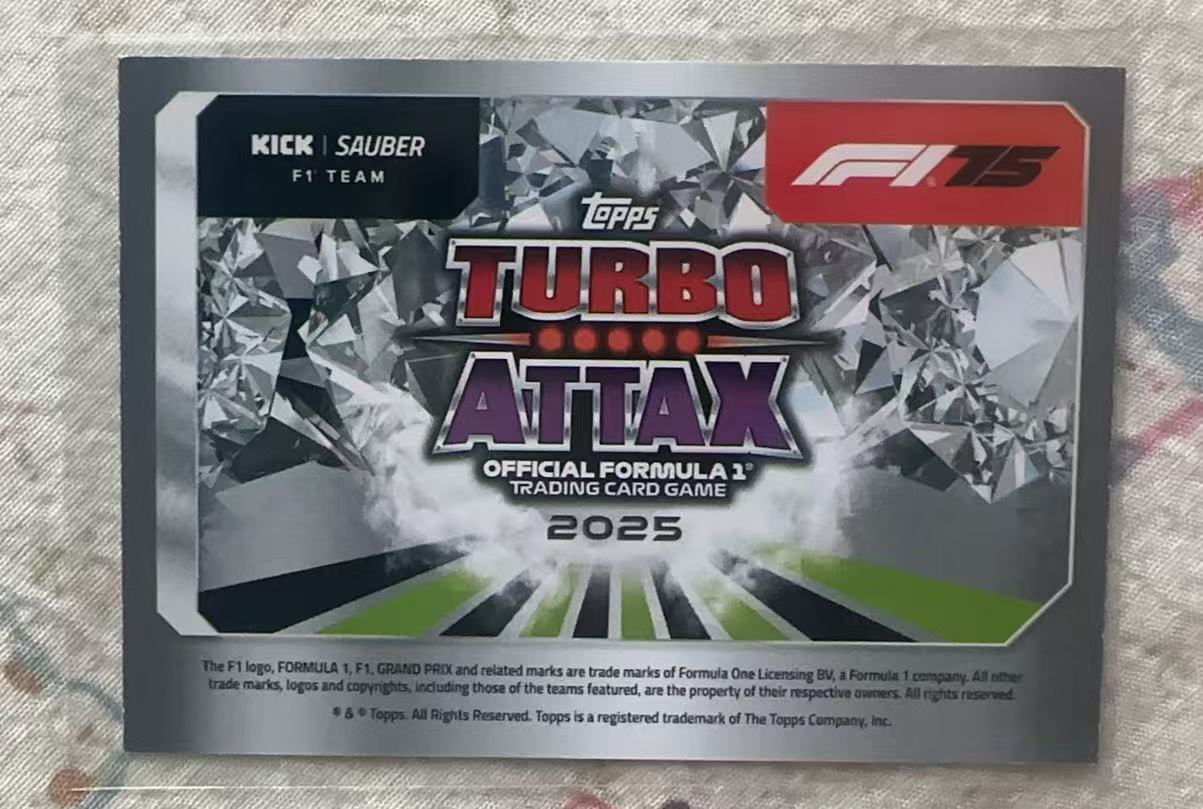 2025 Topps Turbo Attax F1 Nico Hulkenberg #95索伯 霍肯伯格 签字 印签 银折 游戏版 大比例 SP 卡品如图【大哲】
