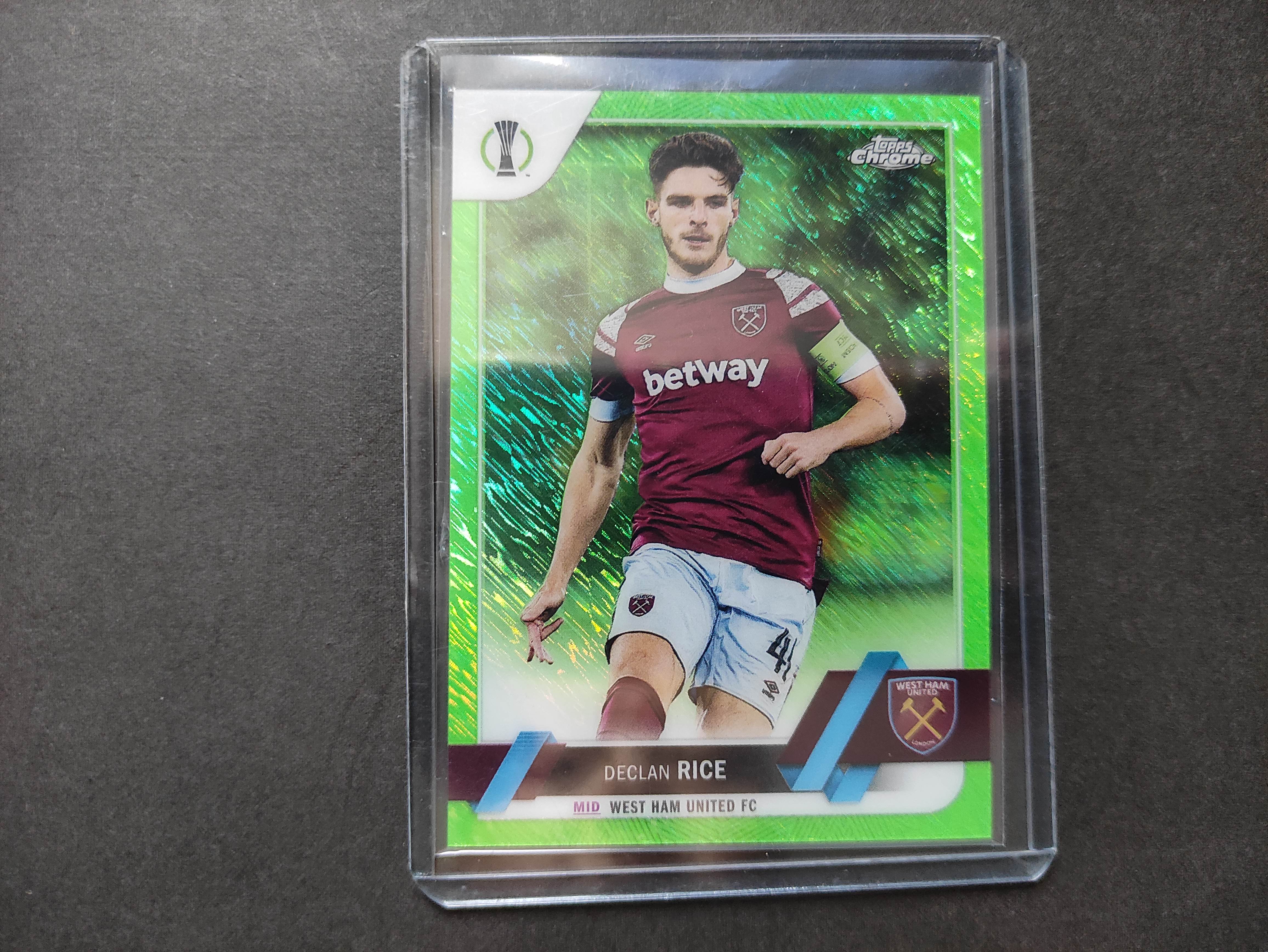 2023 Topps Chrome Declan Rice 【进击卡社】欧战 绿微光折 西汉姆联 莱斯 限量328/399编 专收必备