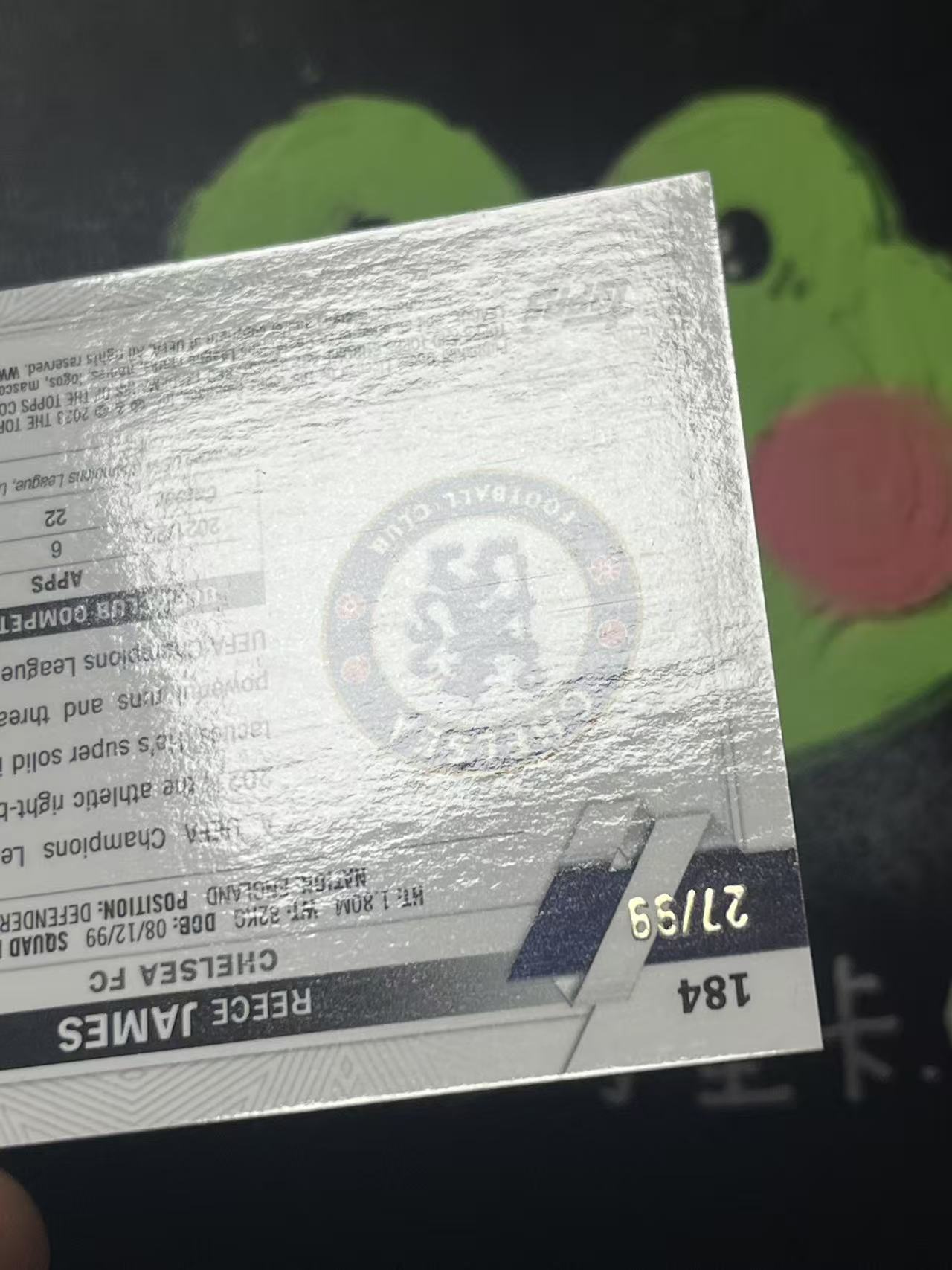 2023 Topps Topps Reece James 欧冠 蓝宝石 切尔西 里斯 詹姆斯 99编 金碎冰折 微瑕如图【ZYP代拍】无语