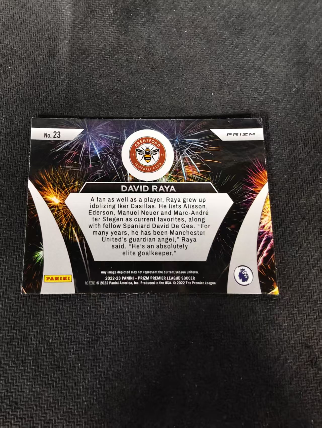 【可合并,不累计】2022-23 PANINI PRIZM DAVID RAYA 戴维 拉亚 烟花特卡 布伦特福德 阿森纳 西班牙 英超 划痕 边角瑕疵 #23