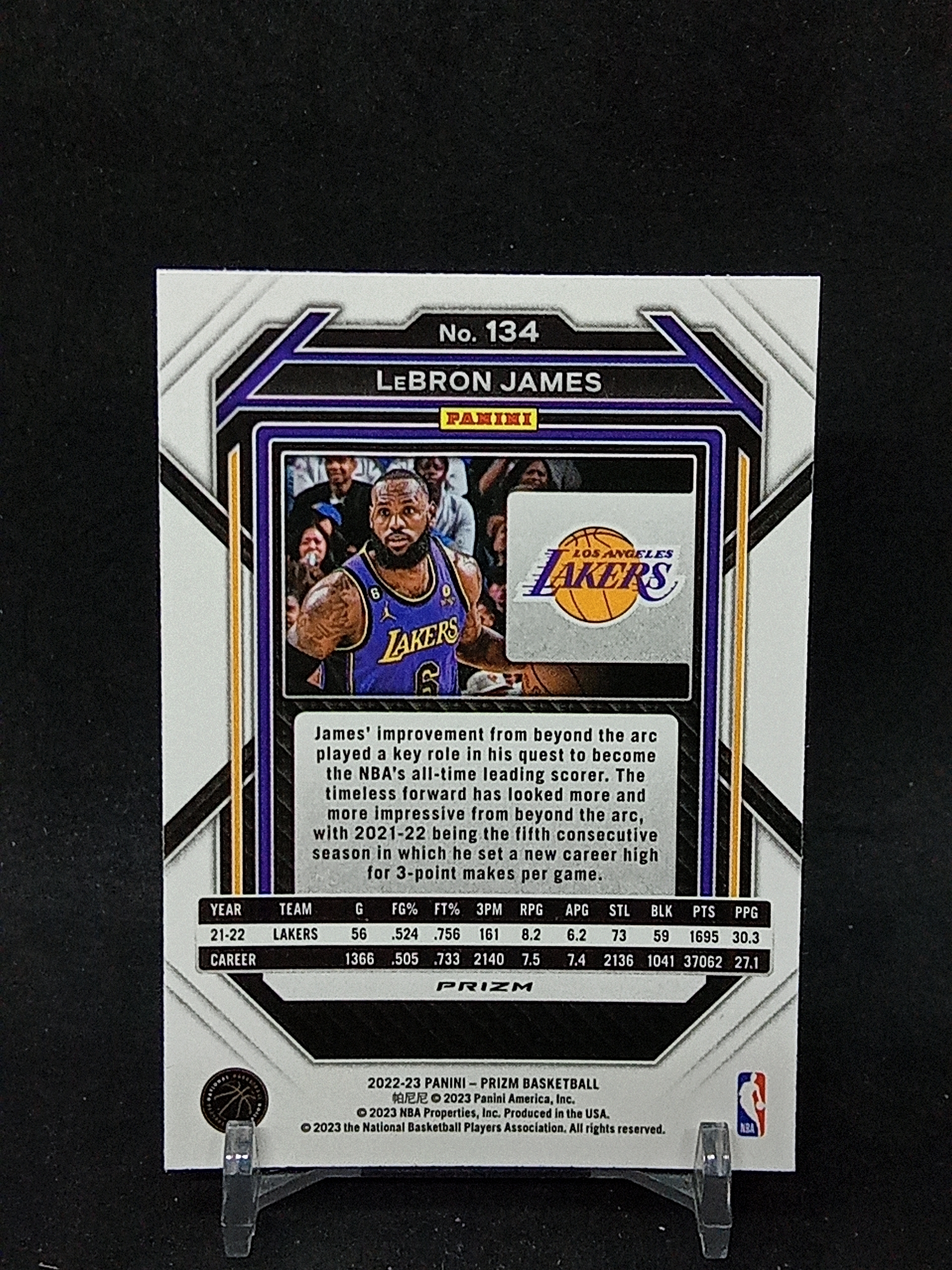 【DC拍卖】10.17 2022-23 Panini Prizm #134 LeBron James 勒布朗詹姆斯 湖人 粉碎冰粉碎冰折射球星卡