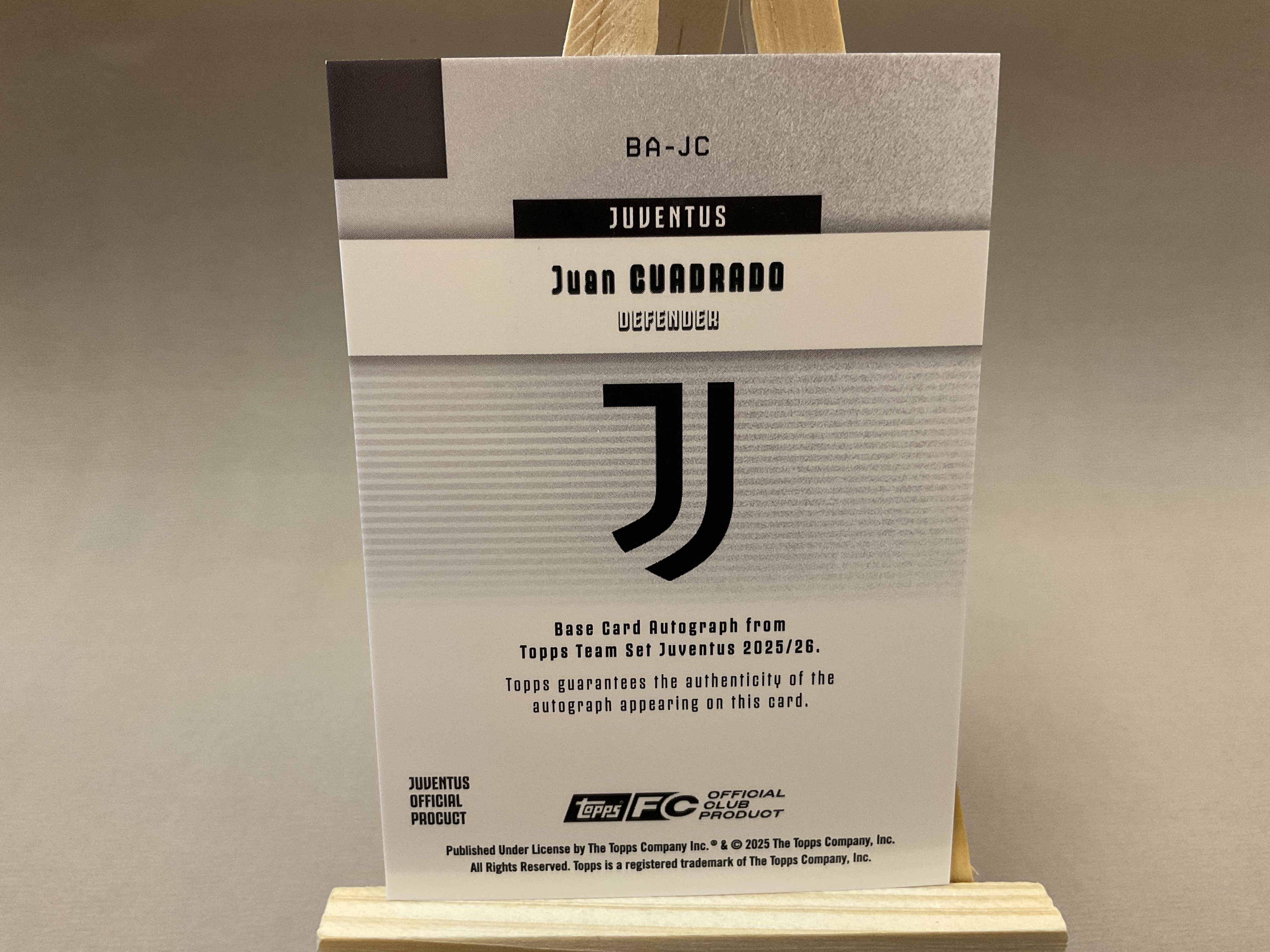 2025 Topps Topps Juan Cuadrado #50编 夸德拉多 尤文图斯 签字 完美签 低编
