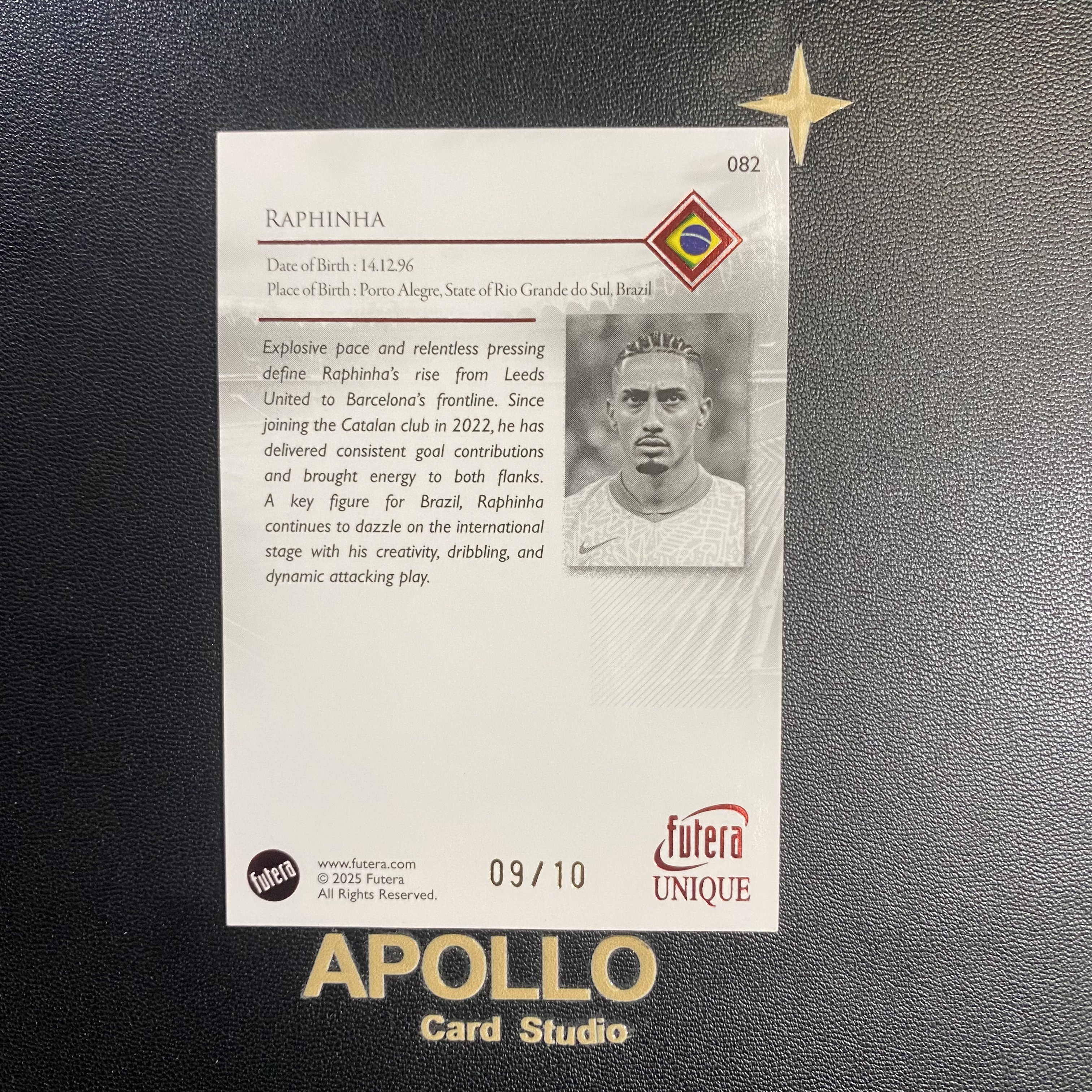 2025 Futera Unique Raphinha 拉菲尼亚 福特拉 巴西 巴萨 巴塞罗那 10编 低编 卡品如图 -月初