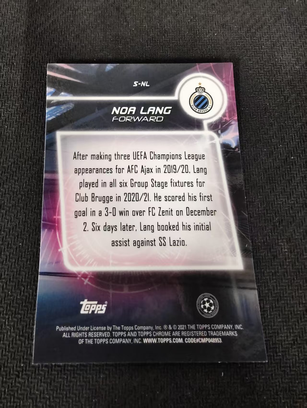 【可合并,不累计】2021 Topps Chrome noa lang 布鲁诺 诺阿 朗 RC 新秀 欧冠 银折 不保卡品 介意勿拍