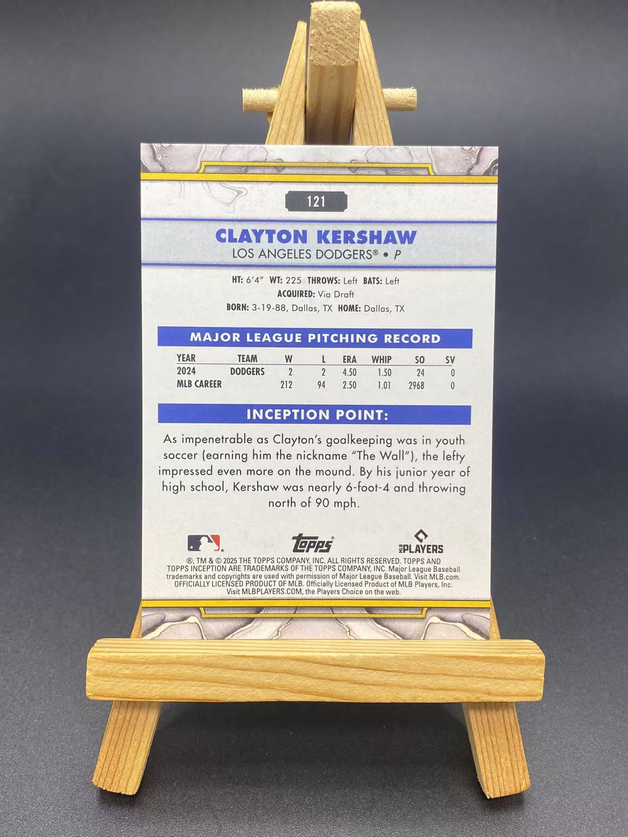 2025 【六六代卖 预付快速回款】 topps Clayton Kershaw 克莱顿 柯尔肖 洛杉矶道奇 盗梦 base(影01)