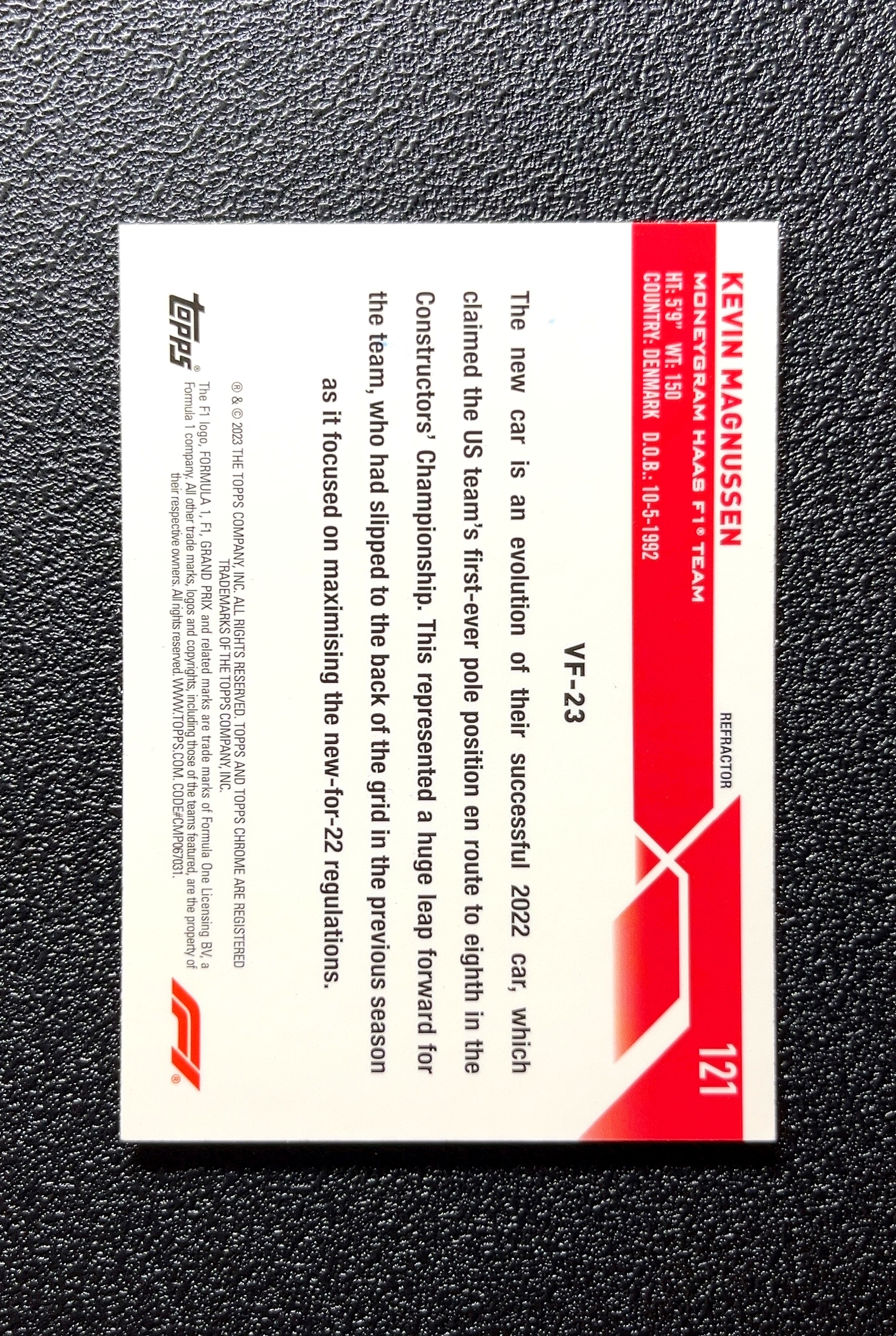【小白1%代卖】2023 Topps Chrome Kevin Magnussen 凯文·马格努森 银折 折射 卡品如图 高价值 #121 Haas F1 Team 哈斯 车队 0806