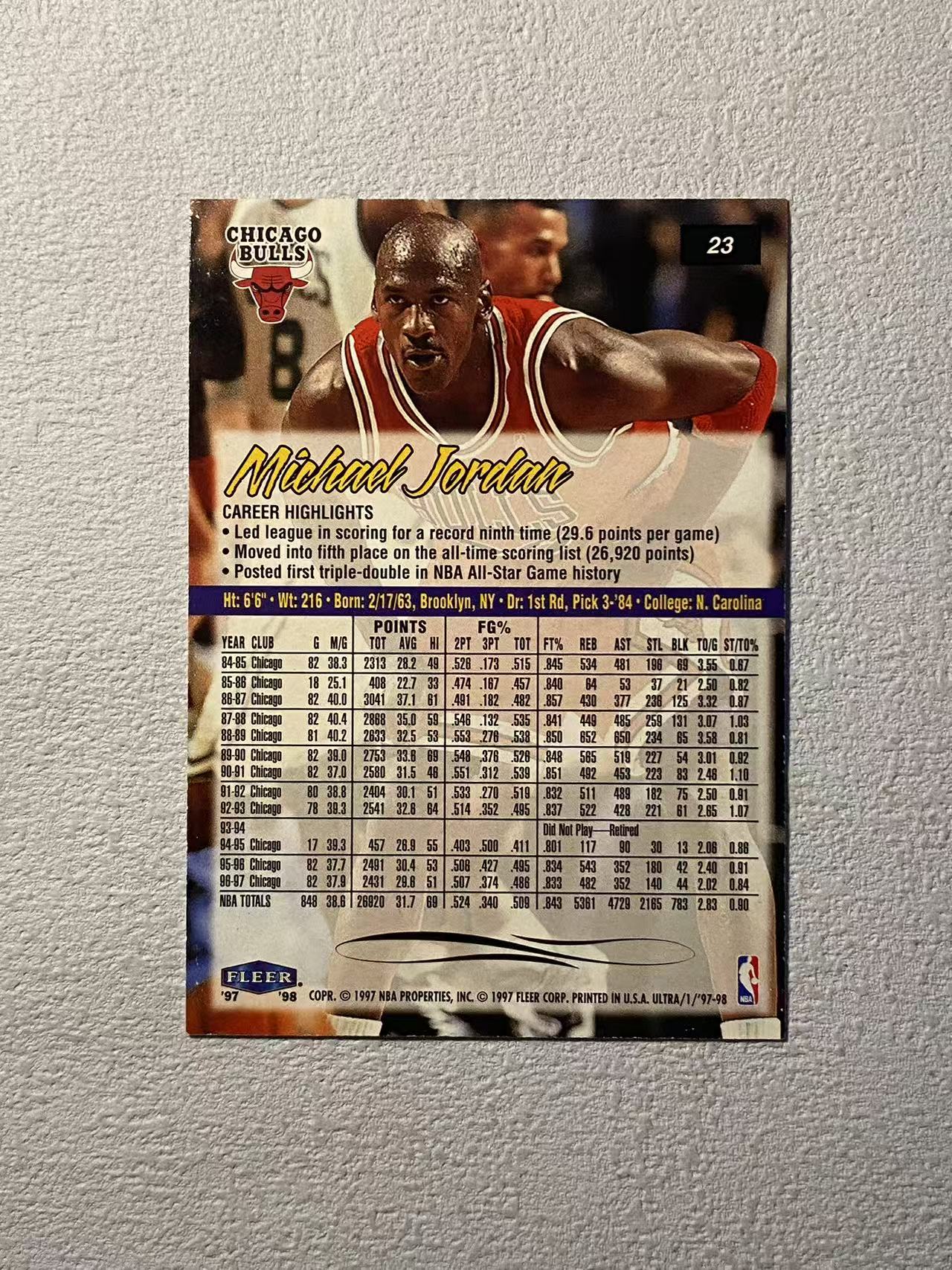 1997 Fleer Ultra Michael Jordan 公牛 迈克尔 乔丹 篮球之神 ssp 大比例 特卡 艺术字 经典选图 经典老卡 专收必备