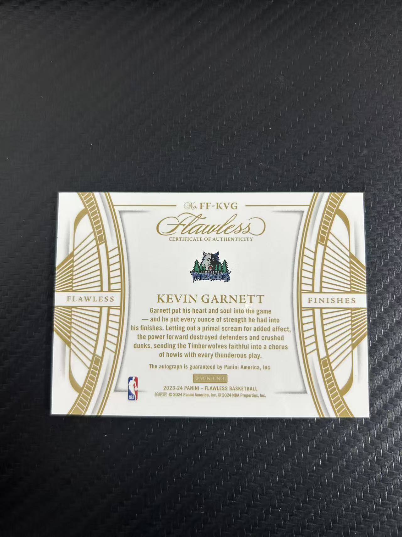 2023-24 Panini Flawless Kevin Garnett #FF-KVG【灯灯拍卡】 手提 狼王 加内特 森林狼 KG 签字 卡签 绝杀签 绝杀 名宿 蓝平行 6/8 低编【麦浪风】