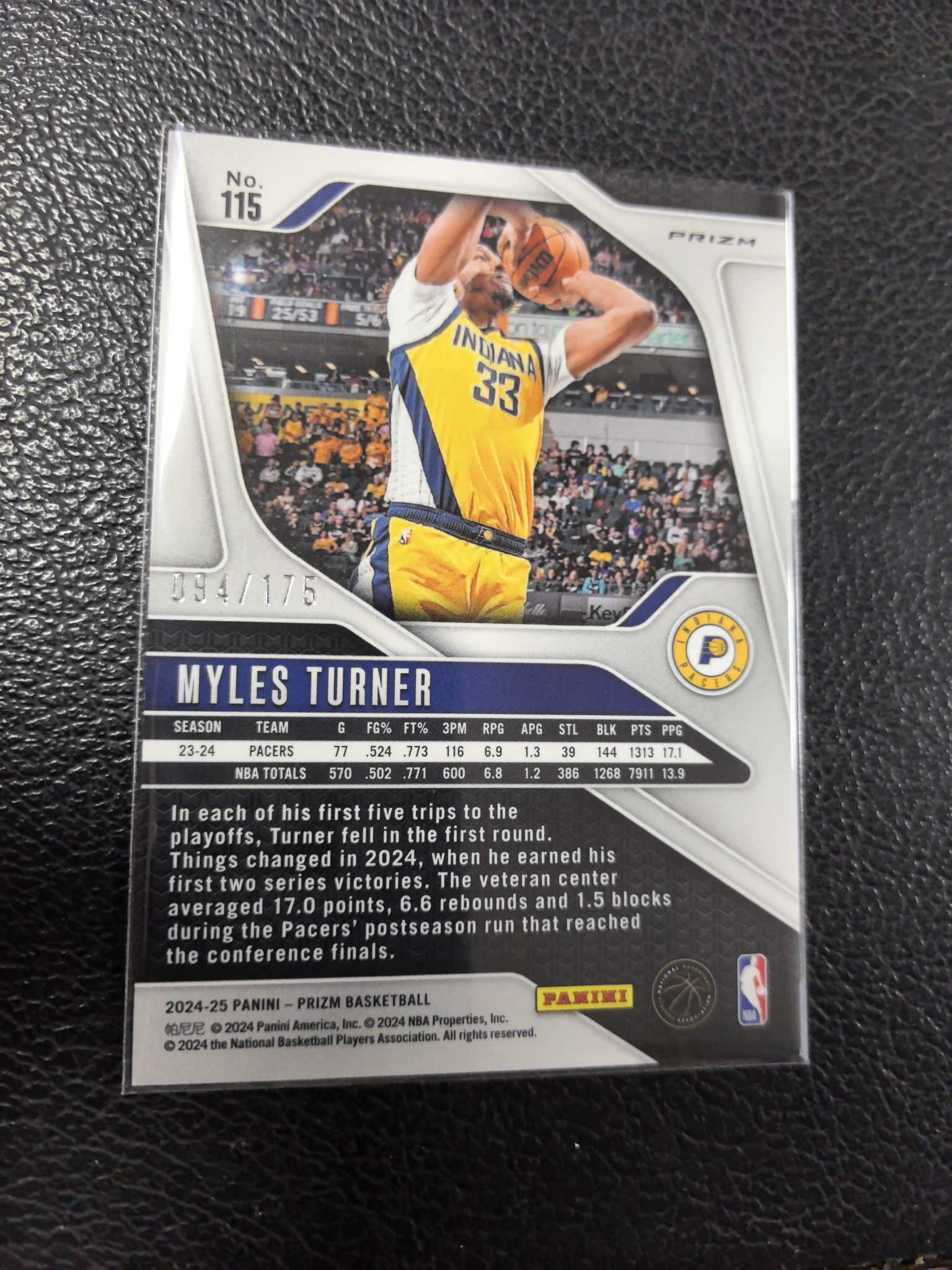 2024-25 迈尔斯 特纳 175编 步行者 白折 比例 turner 11-4