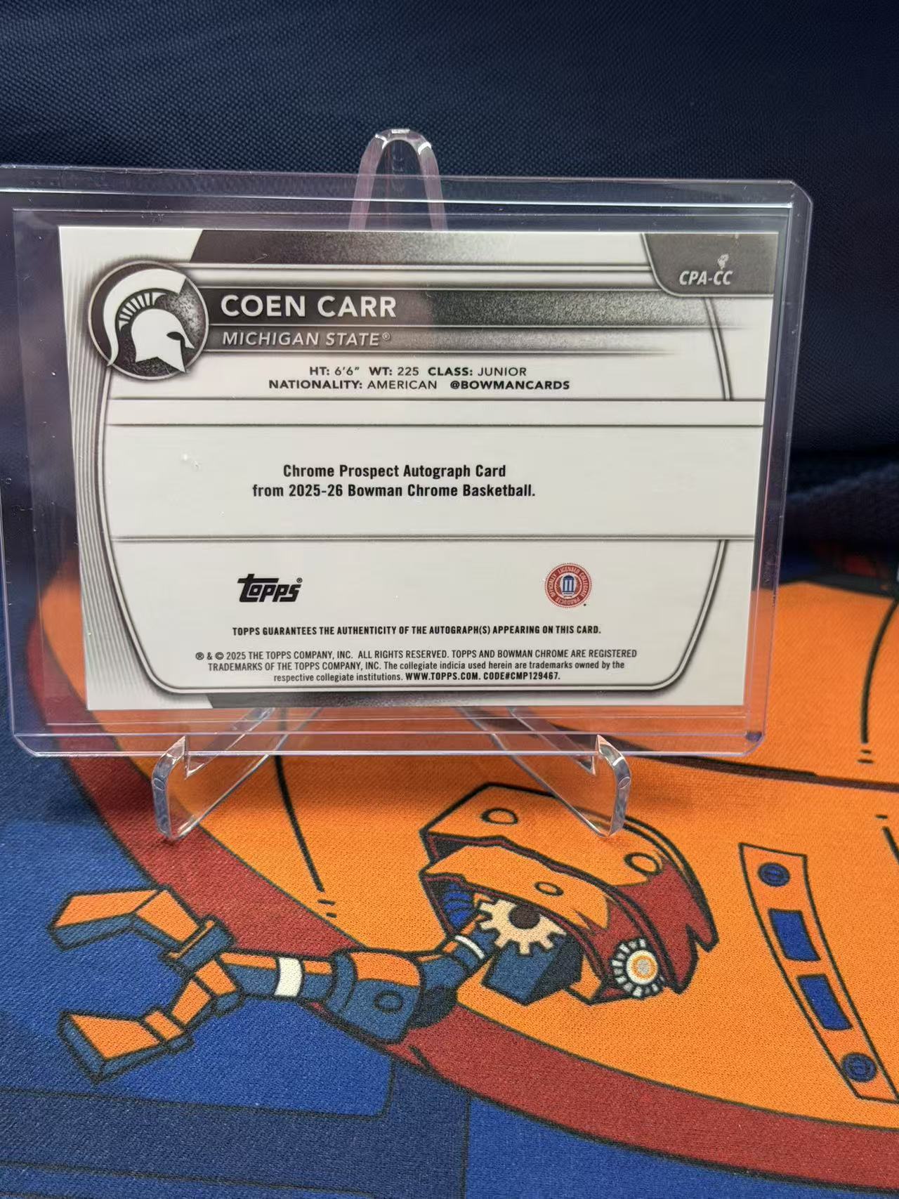 2025 Topps Bowman Chrome Coen Carr 科恩 卡尔 密歇根州立大学斯巴达人 贴签 卡固官方代卖