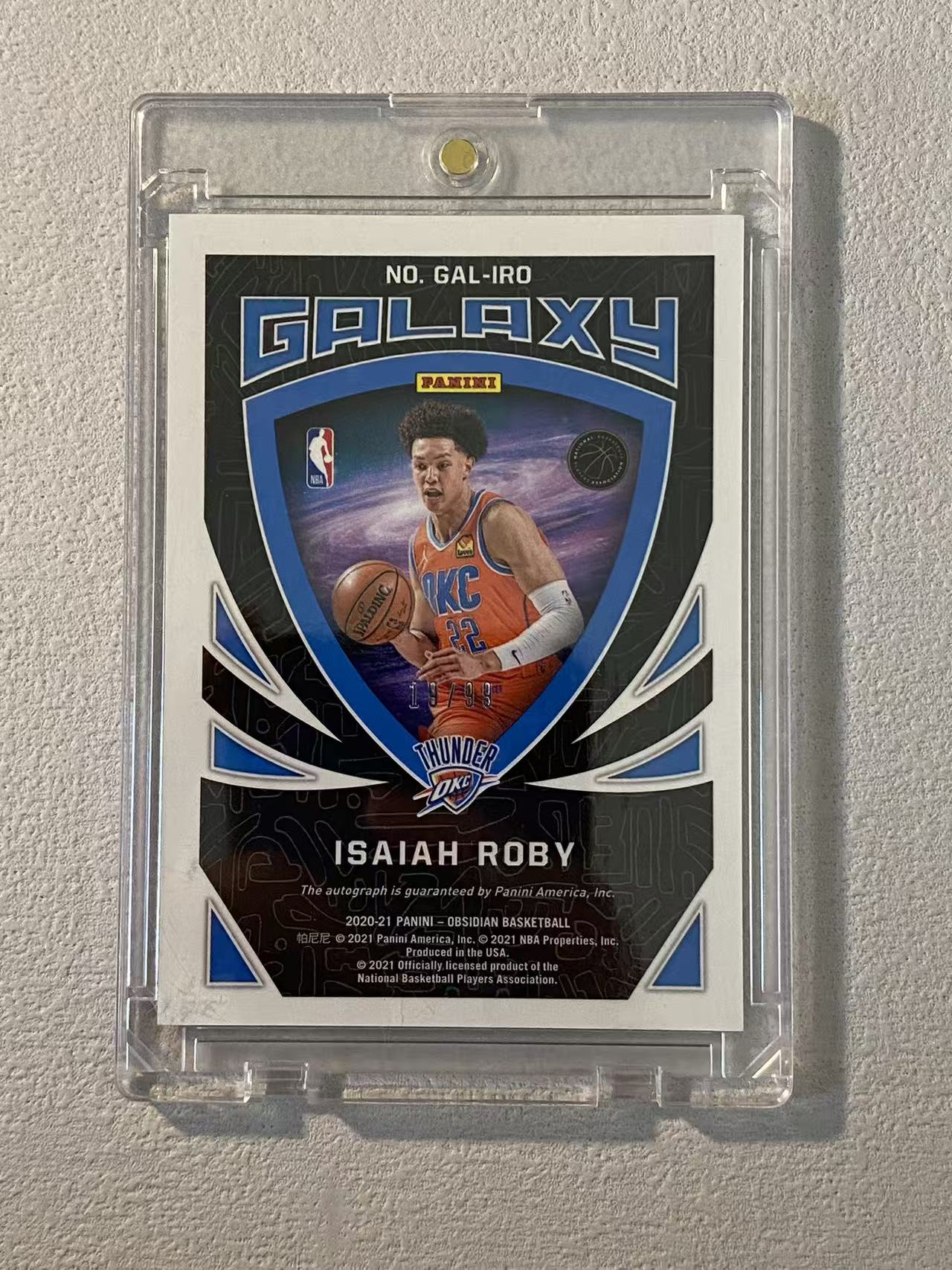 2020-21 Panini Obsidian Isaiah Roby 黑曜石 雷霆 以赛亚 罗比 签字 /99编 银折 折射 收藏必备