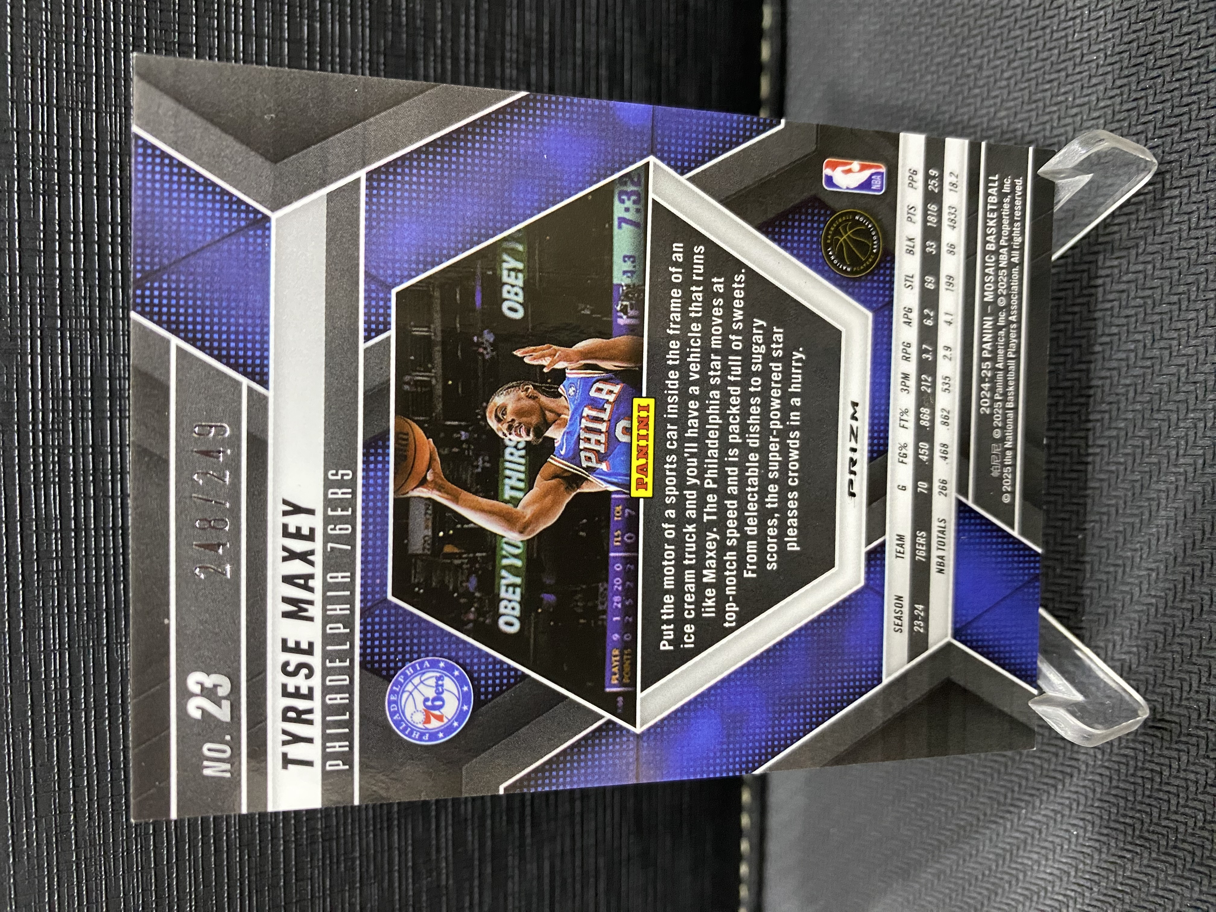 2024-25 Panini Mosaic Tyrese Maxey 马赛克 马克西 折射 橙折 橙马赛克折 249编 收藏必备 卡品如图 -老道-【乌苏拍卖】