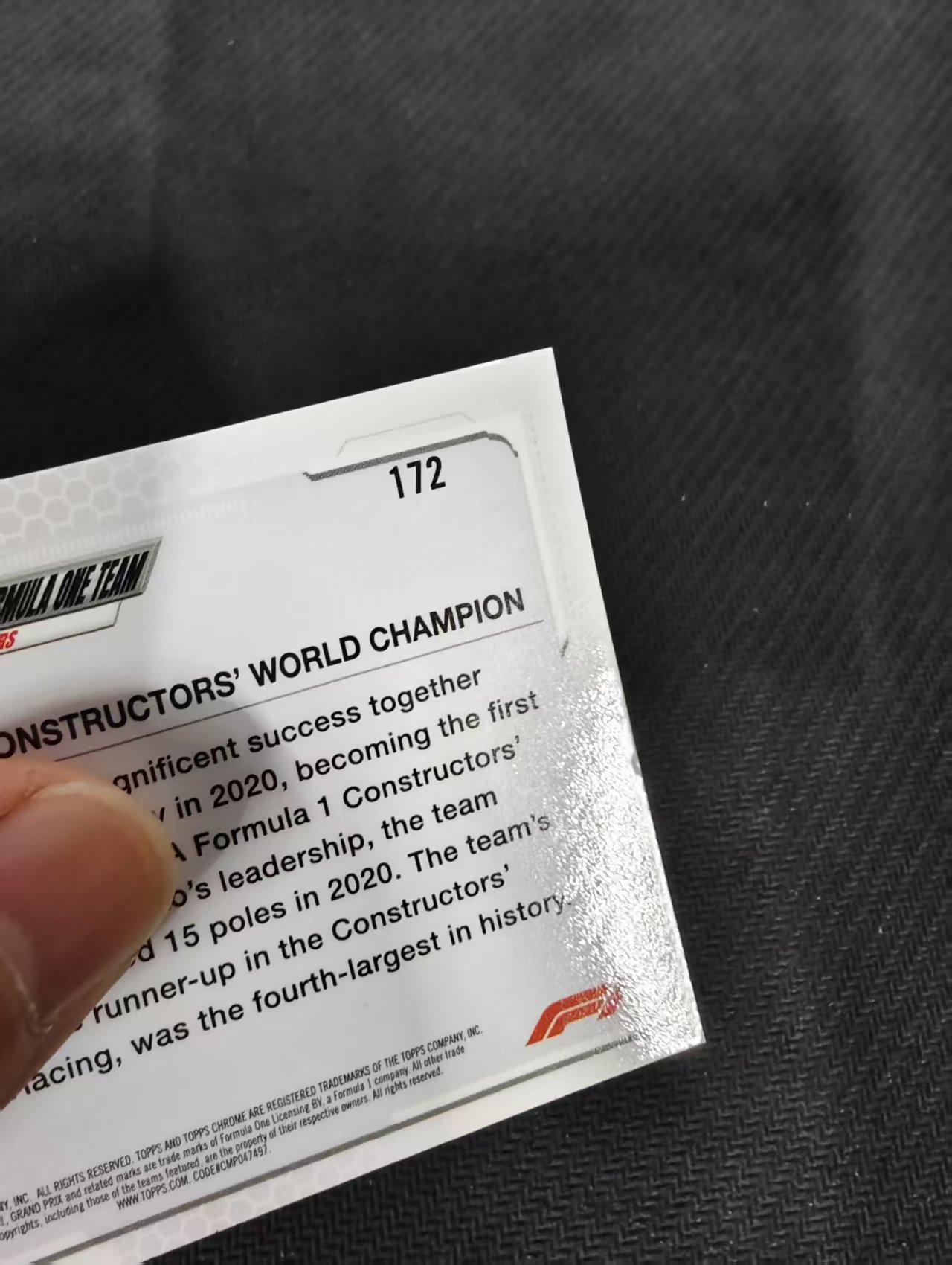 【可合并,不累计】2022 Topps Chrome F1 Mercedes-AMG 梅赛德斯AMG base 划痕 边角瑕疵 #172