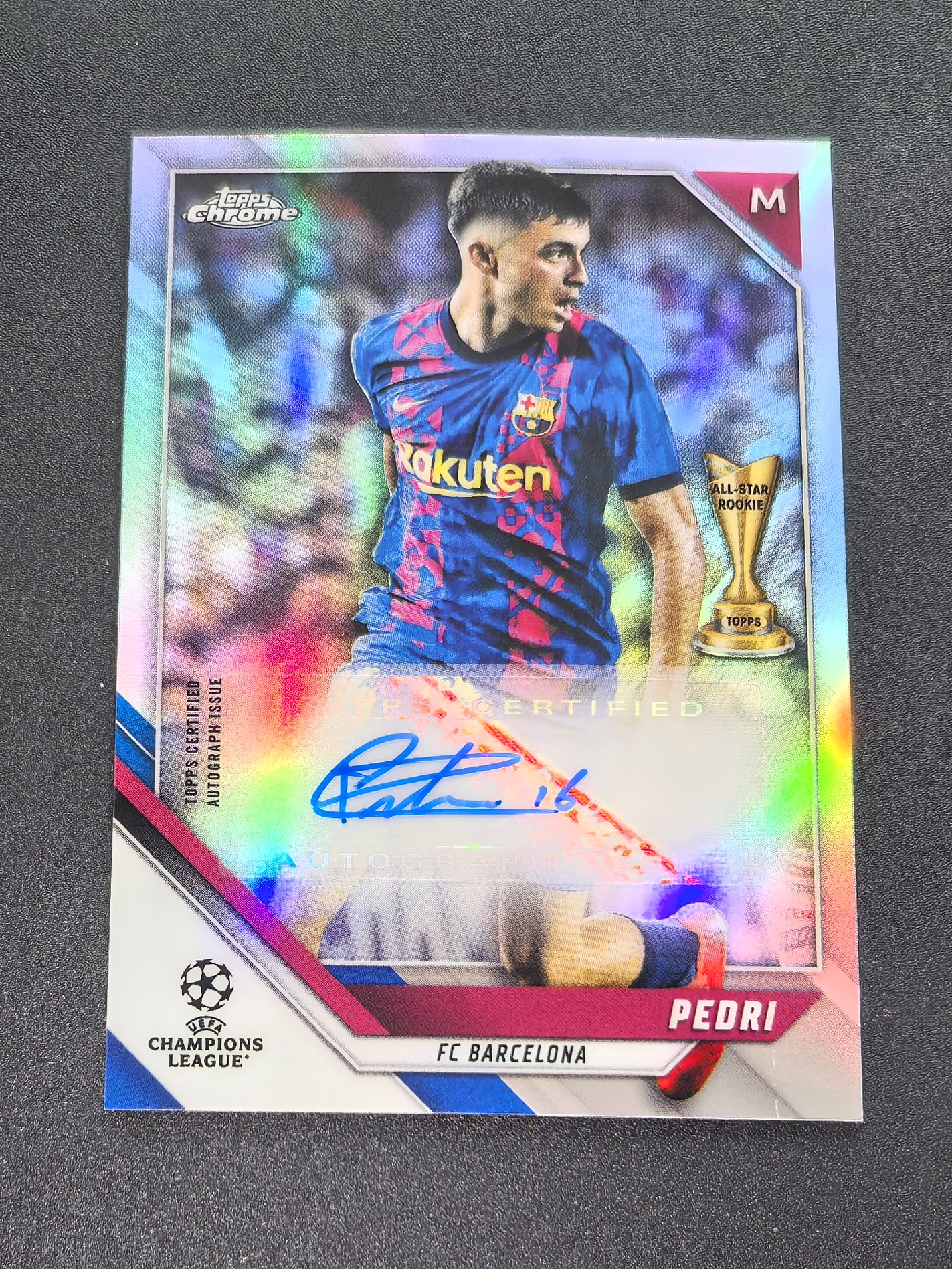 2022 Topps Chrome Pedri 【麦考拍卖】m 佩德里 欧冠tc 巴塞罗那 巴萨 签字卡 签名卡 完美签 银折射 all-star rookie 微瑕如图