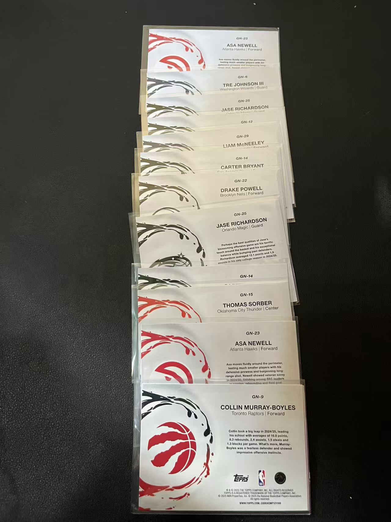 2025 Topps Flagship Liam McNeeley RC 利亚姆 麦克尼利 博伊尔斯 索伯 约翰逊 纽厄尔 埃森格 Generation Now 新生代 特卡 13张 卡品如图 龙龙龙