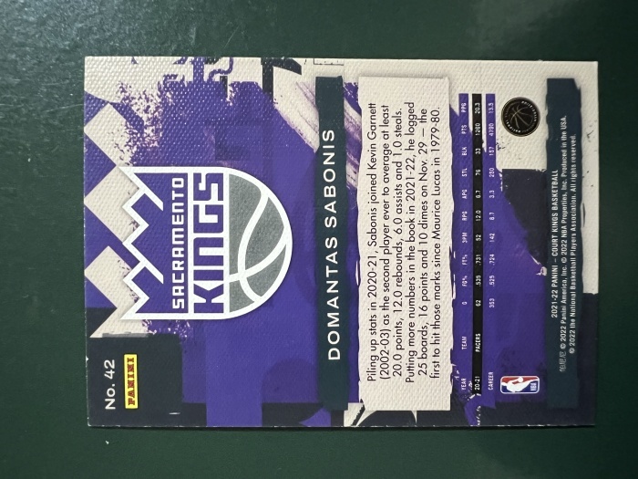2021-22 Panini Court Kings Domantas Sabonis 油画系列 多曼塔斯·萨博尼斯 萨克拉门托国王 收藏必备 卡品如图 免费代拍