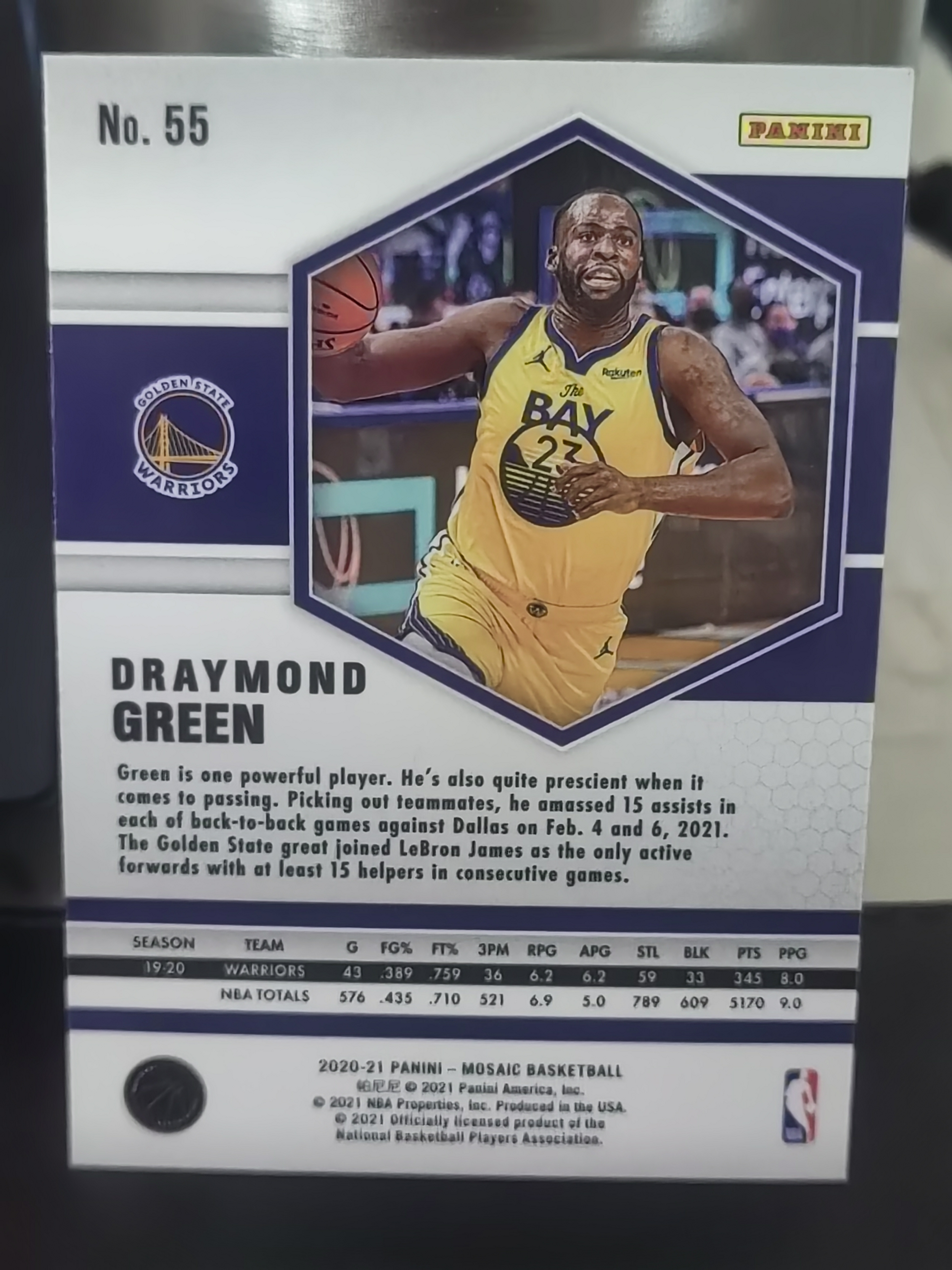 2020-21 Panini Mosaic Draymond Green 马赛克 德雷蒙德 格林 追梦 格林 勇士 篮 白边白角 不保卡品 卡品如图