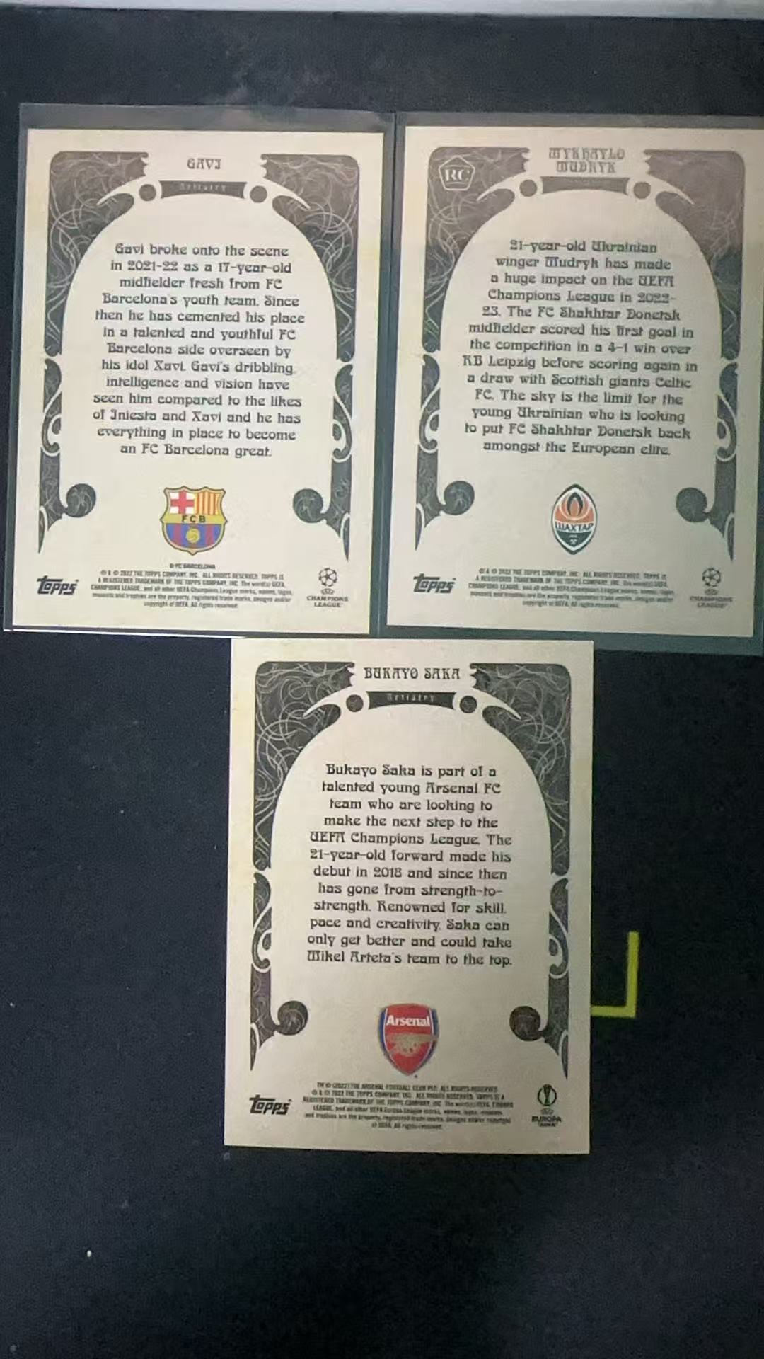 2022-23 Topps Deco Gavi 欧冠 艺术家特卡 加维 萨卡 穆德雷克 巴萨 阿森纳 lot 4张卡