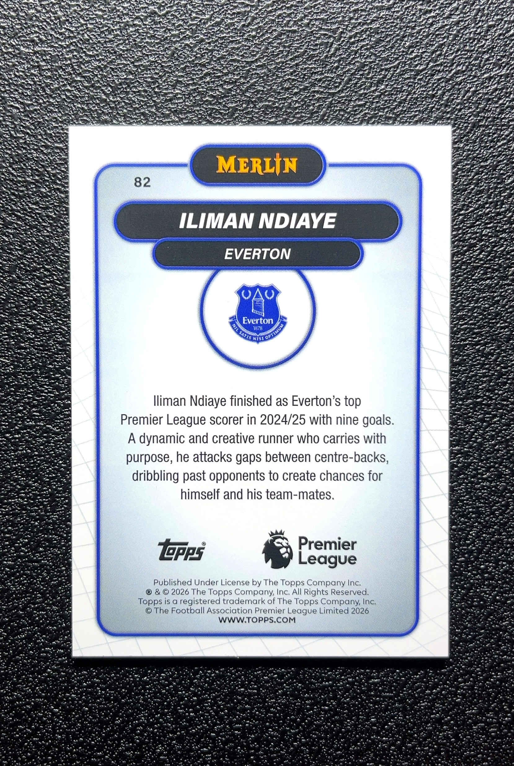 【小白1%代卖】2026 Topps Merlin Iliman Ndiaye 伊利曼·恩迪亚耶 银变形虫折 折射 卡品如图 高价值 #82 Everton 埃弗顿 0802