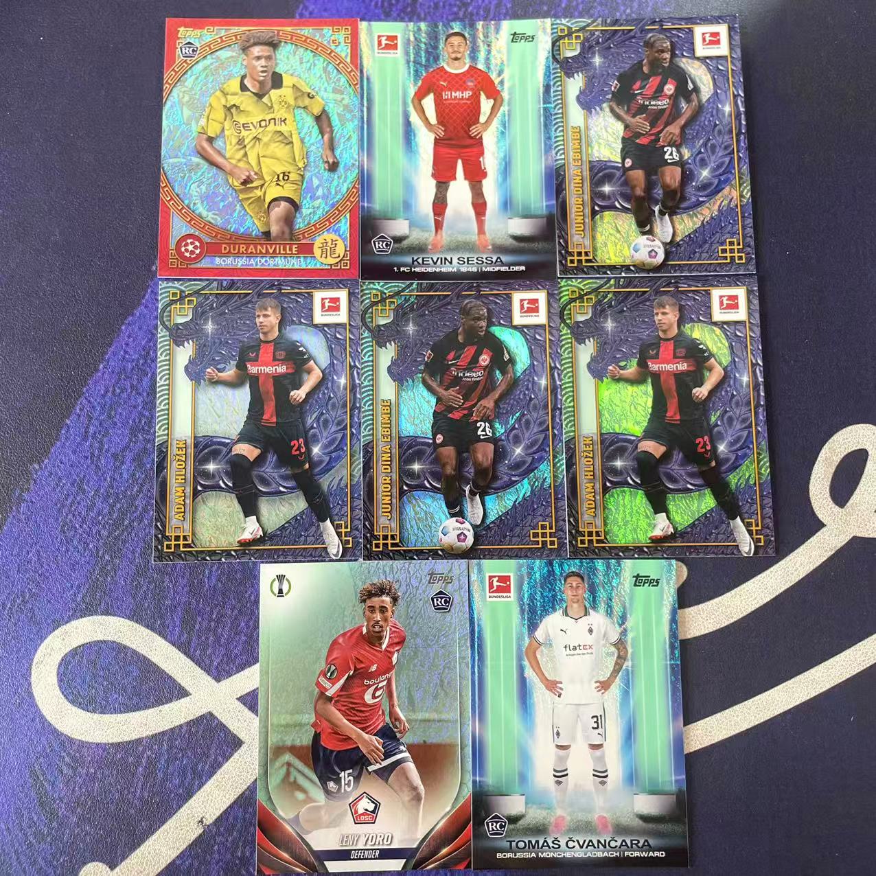 2024 Topps Bundesliga Leny Yoro RC 欧冠 德甲 碧玉折 龙纹折 8张lot打包 含新秀RC 约罗 杜兰维尔 曼联 多特蒙德 龙年限定 不保卡品【拾艺拍卖】川哥