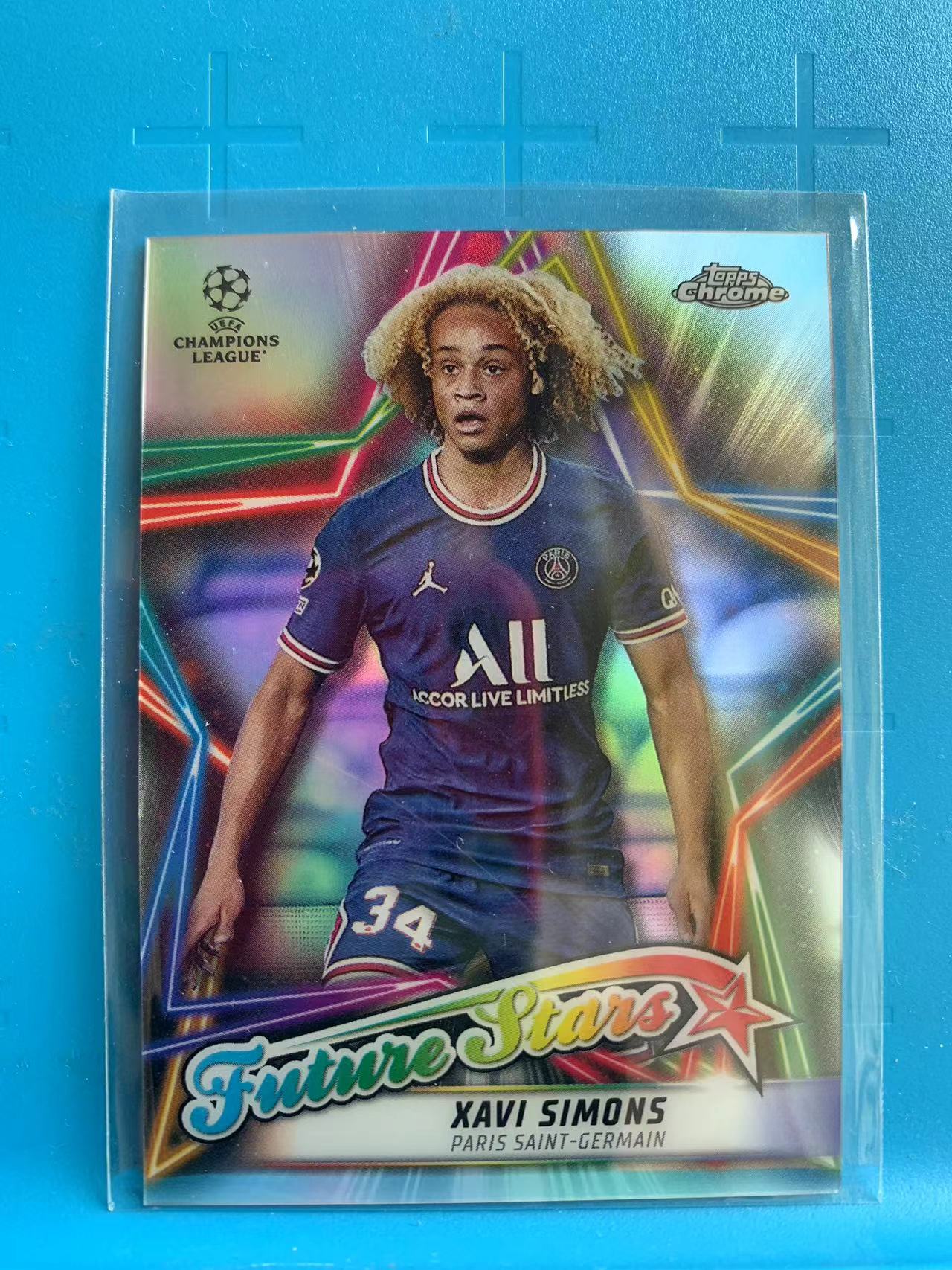 2022 Topps Chrome Xavi Simons 欧冠 哈维 西蒙斯 巴黎 未来之星 Future stars 特卡 银折 卡品如图 X011Q