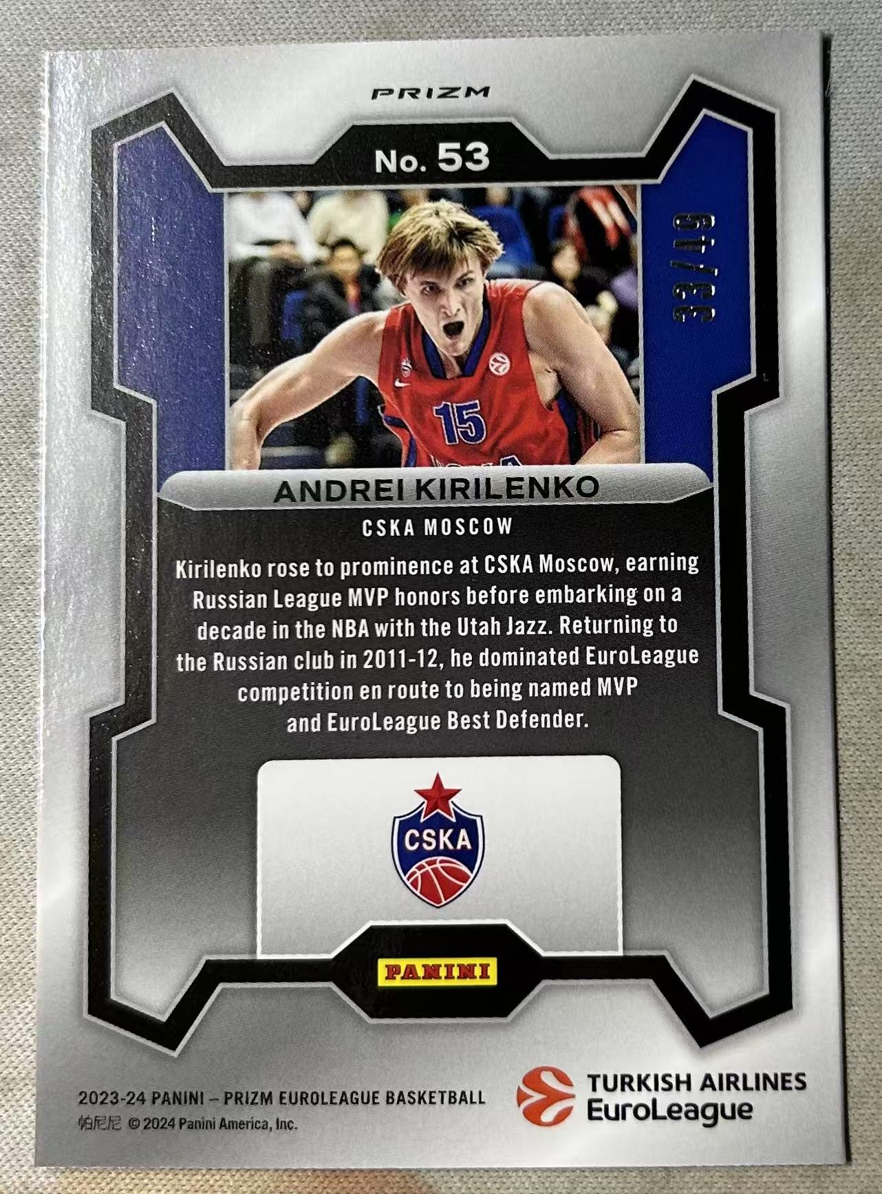 2023-24 Panini Prizm Andrei Kirilenko PZ 安德烈 基里连科 AK47 49编 橙折 欧洲杯 欧洲联赛 折射 特卡 卡品如图 收藏必备