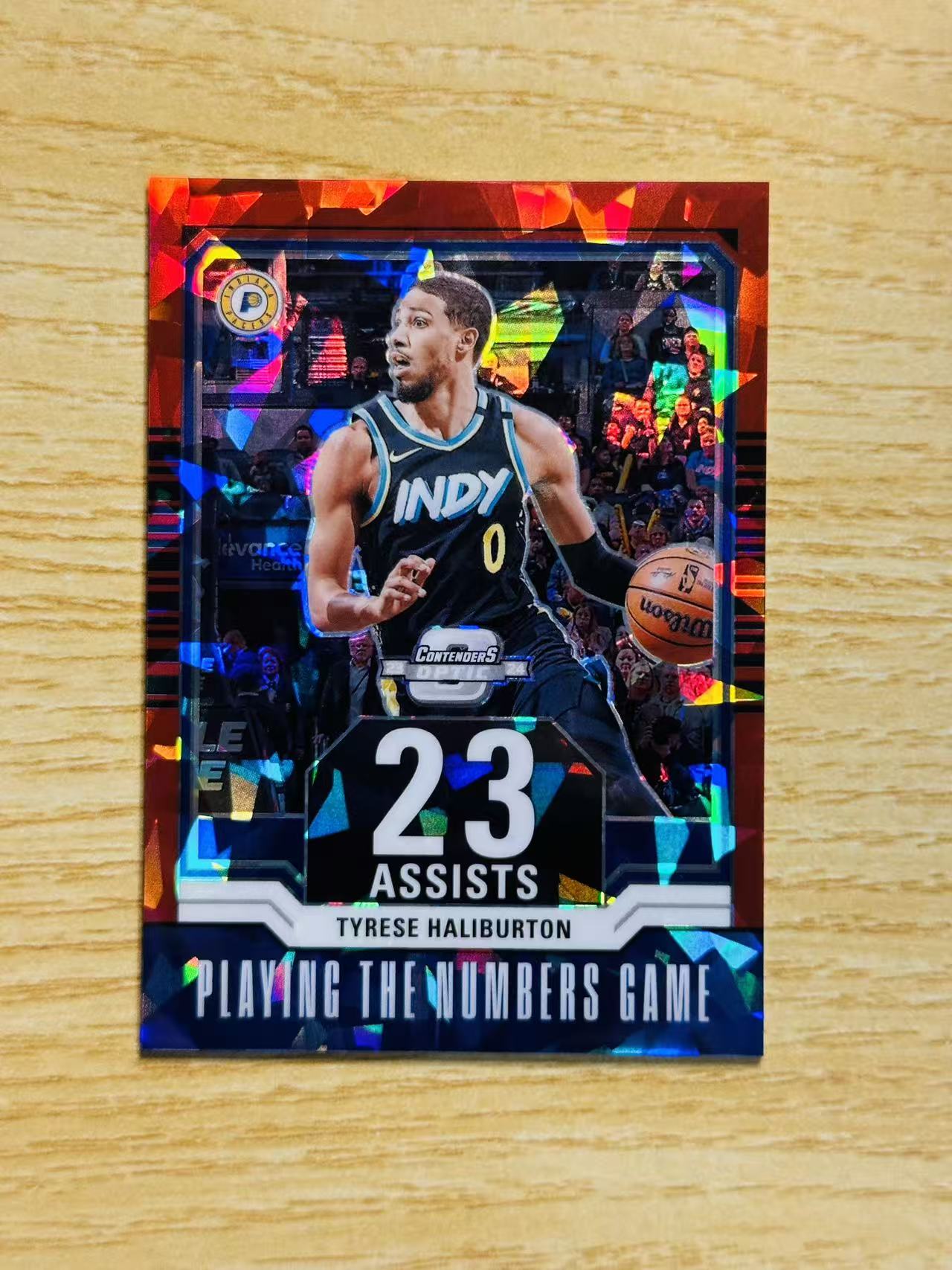 2023-24 Panini Contenders Optic Tyrese Haliburton 嘿嘿代卖 球票 optic 泰雷塞 哈利伯顿 23次助攻数据 红碎冰 175编 步行者 收藏必备