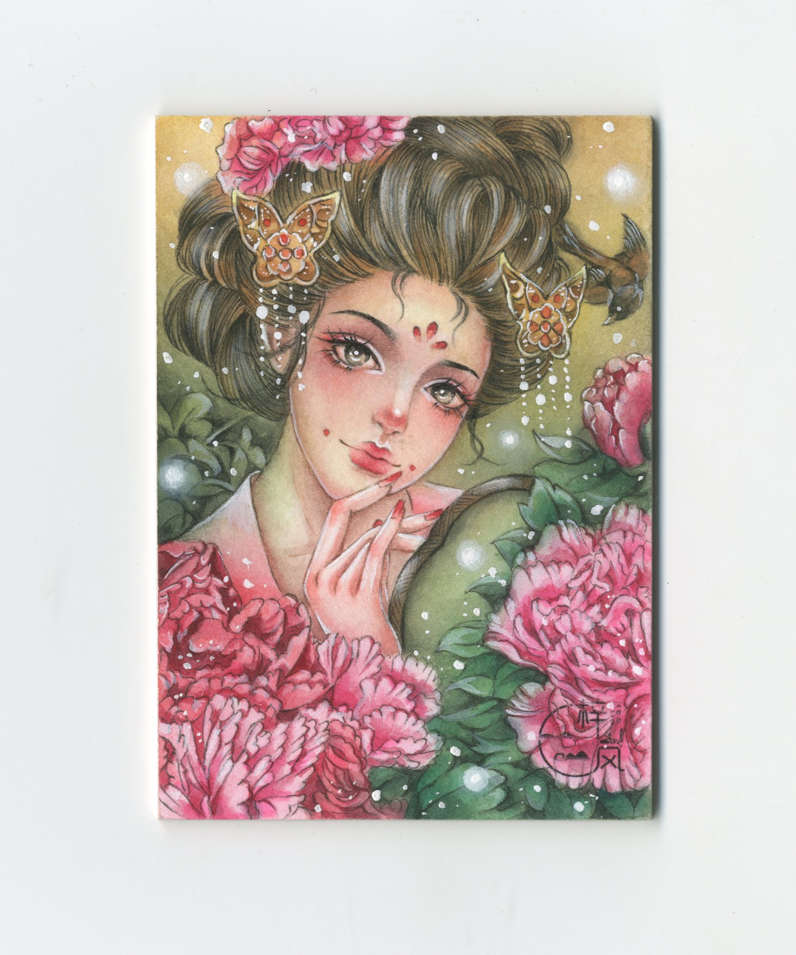 【Jackie杰基拍卖】梓岚工作室 迷系列 古风女 手绘卡 1/1 画师:J.xue 小雪(灯塔)