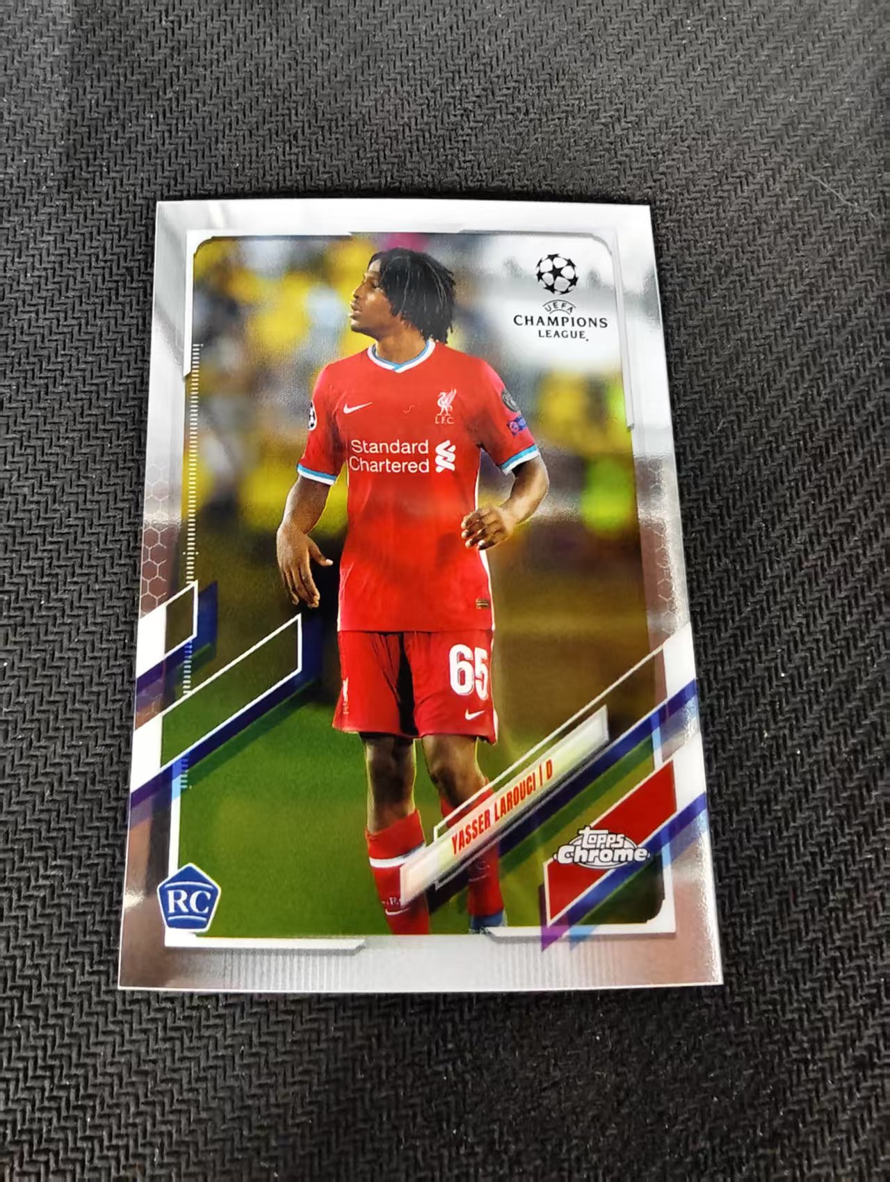 【可合并,不累计】2021 Topps Chrome Yasser Larouci 欧冠 拉鲁奇 利物浦 RC 新秀 划痕 边角瑕疵 @91