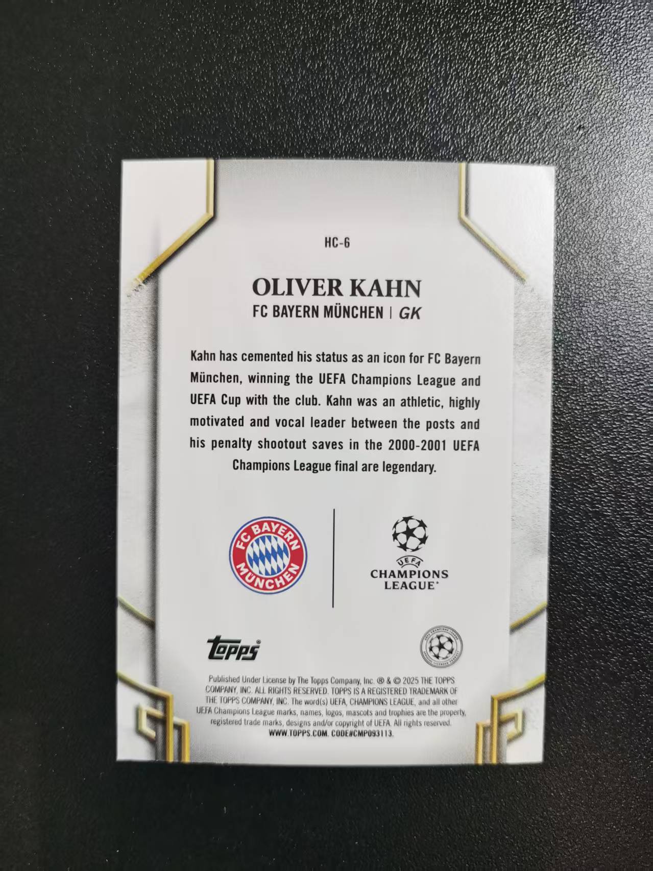 2025 Topps Topps Oliver Kahn 奥利弗卡恩 拜仁慕尼黑 传奇队长 收藏凑套 卡品如图 免费代拍CC06