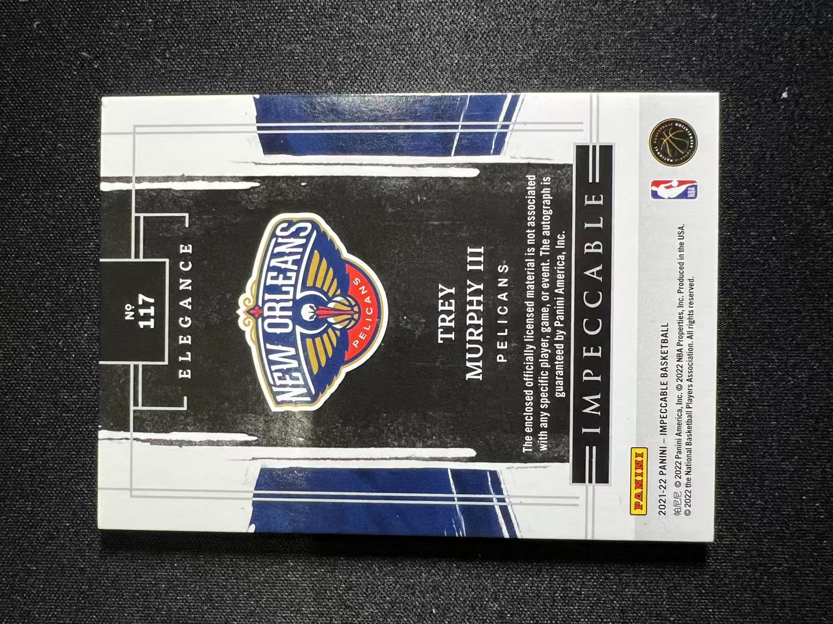 2021-22 Panini Immaculate Trey Murphy III RC 【特雷 墨菲 专卖】 IMM系列 99编镜面RA卡签 专收凑套 墨菲三世 瑕疵如图