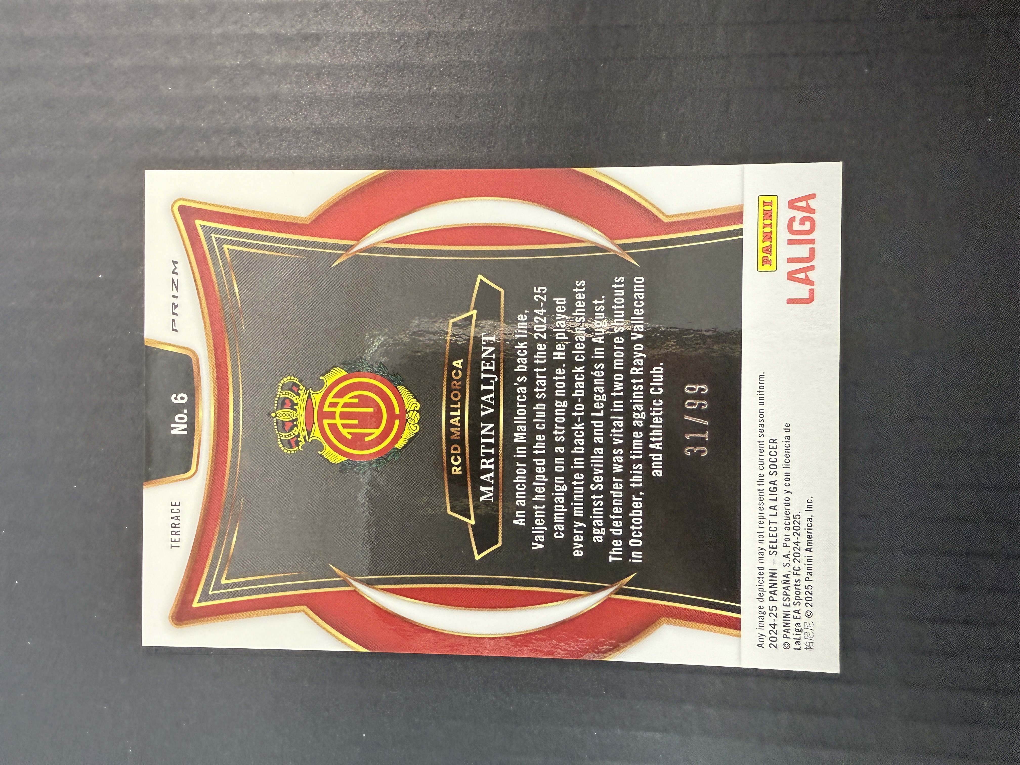 【GOAT山羊拍卖】航 2024-25赛季 select FIFA系列 瓦连特 紫折 /99 皇家马略卡 品相如图