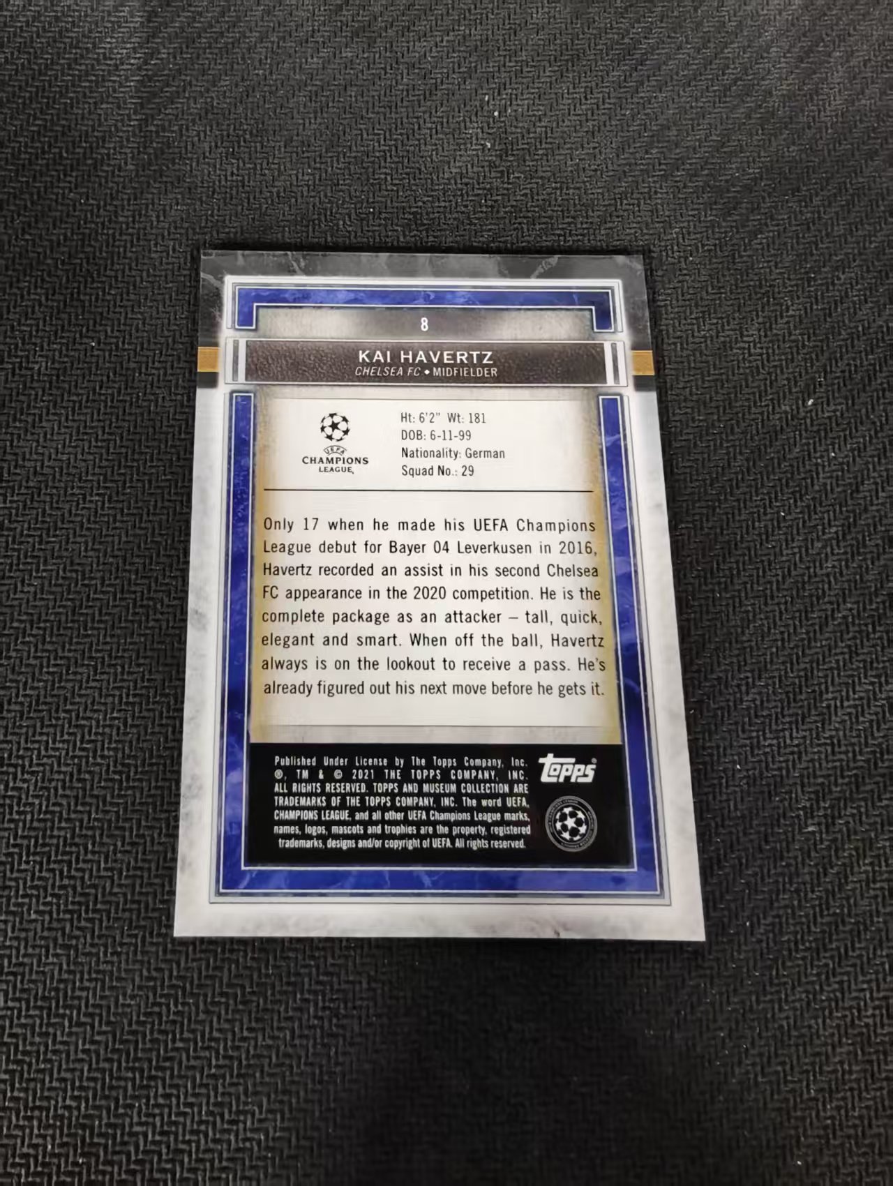 【可合并,不累计】2021 Topps Museum Kai Havertz 欧冠 博物馆 切尔西 凯 哈弗茨 边角瑕疵