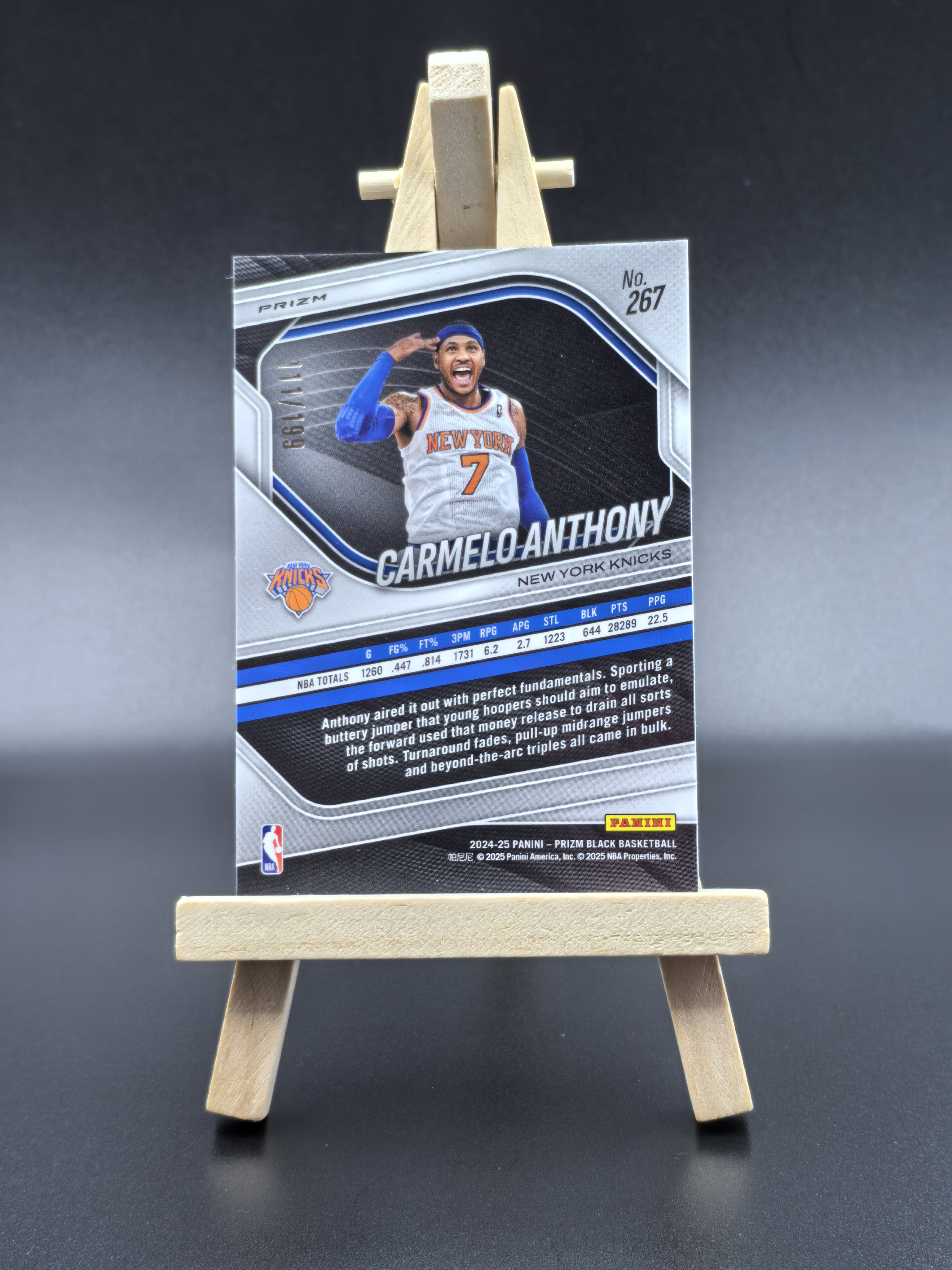 2024-25 Panini Prizm Carmelo Anthony Black 纽约尼克斯 卡梅隆 安东尼 甜瓜 传奇 名宿 蓝折 限量199编 卡品如图(生蚝哥)