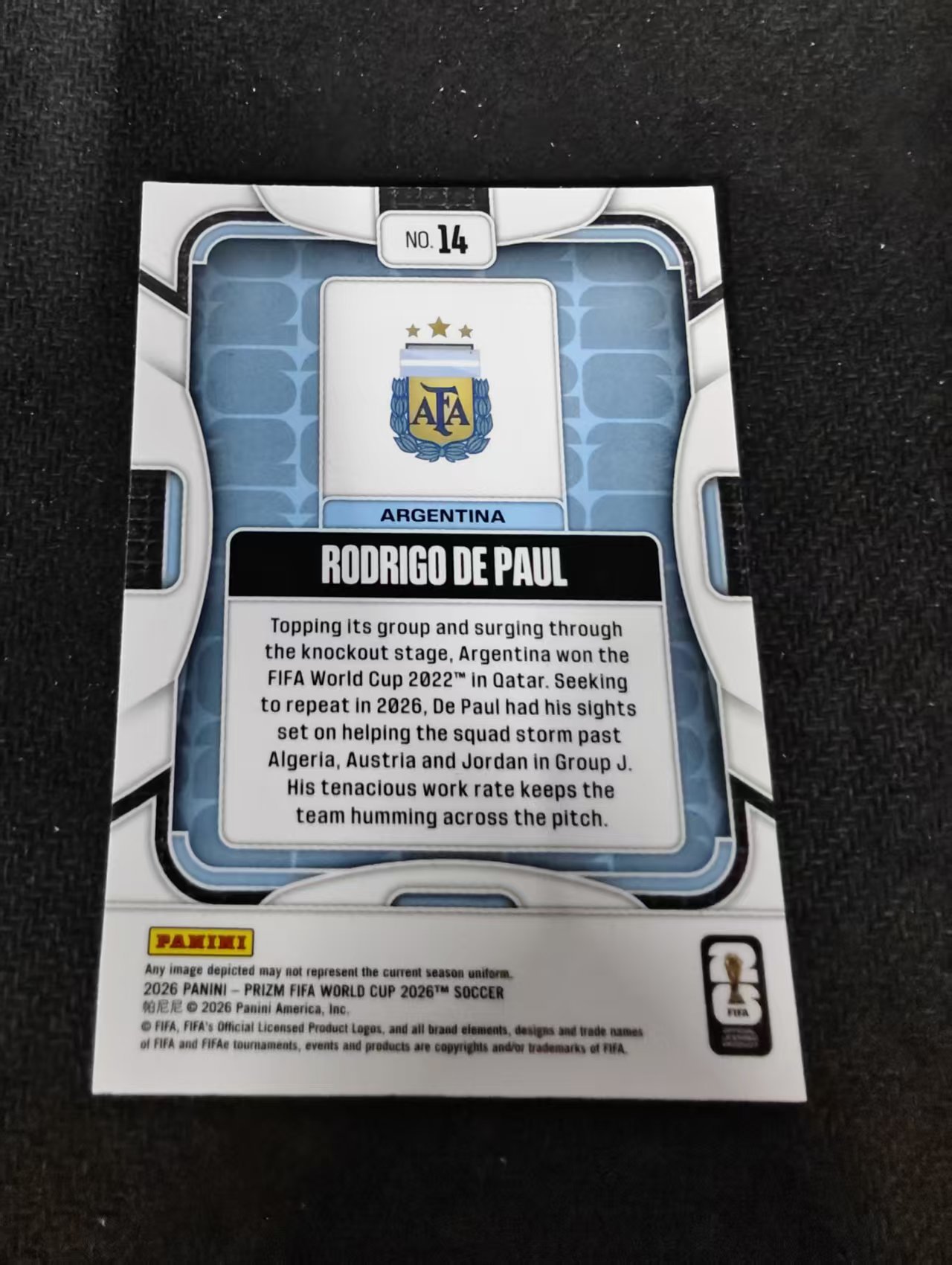 2026 Panini World Cup Prizm Rodrigo De Paul 世界杯PZ 阿根廷 罗德里戈 德保罗 PZ世界杯 划痕 边角瑕疵#14