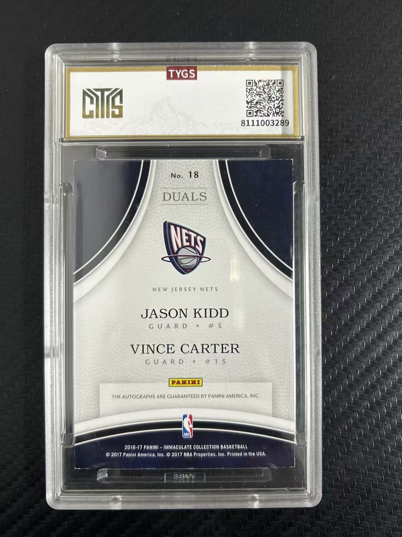 2016-17 Panini Immaculate Jason Kidd/Vince Carter #18【灯灯拍卡】爱咪咪 篮网 文斯 卡特 杰森基德 双人 签字 卡签 双人签 45/49【麦浪风】