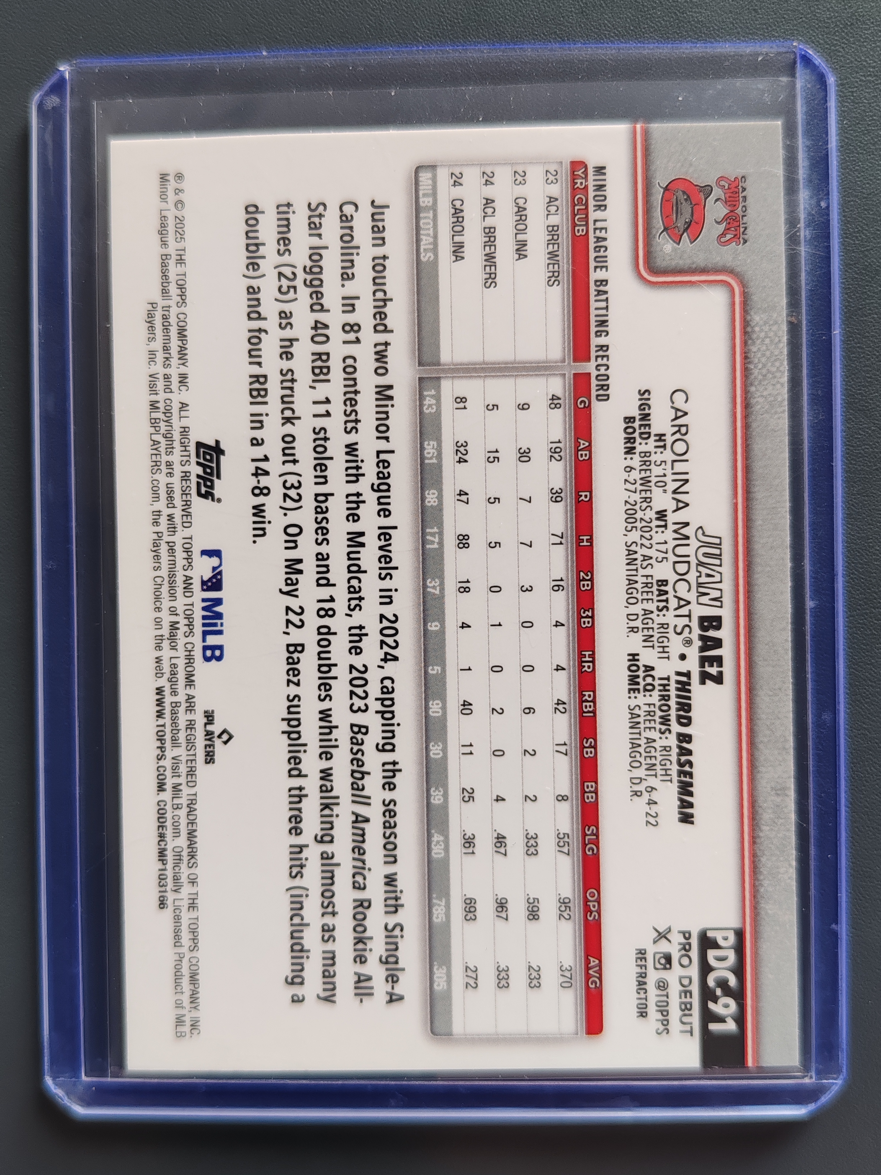 2025 Topps Pro Debut Juan Baez 199编!银折!【9527】