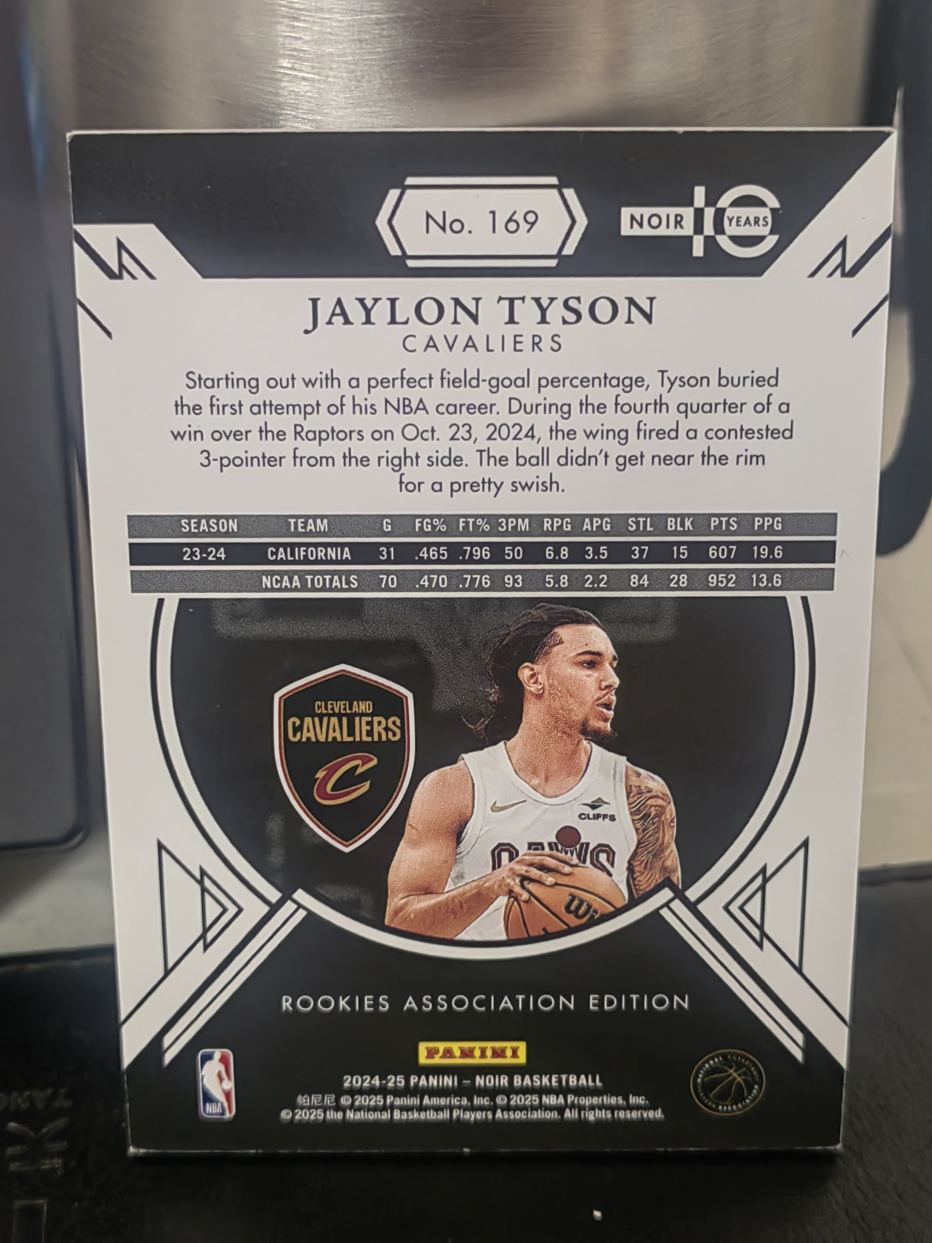 2024-25 Panini Noir Jaylon Tyson RC NOIR 诺尔 新秀 杰隆 泰森 99编 base 小鱼 白边白角 不保卡品 卡品如图