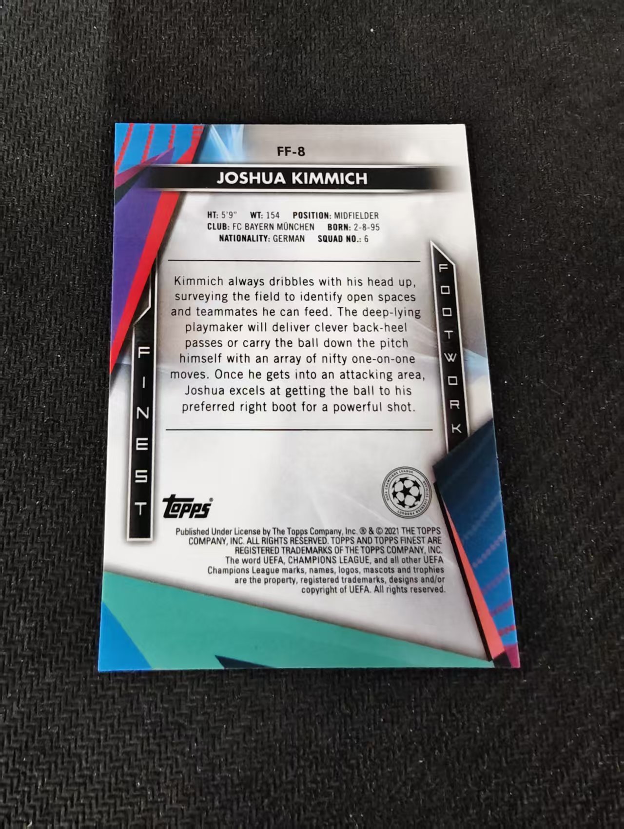 【可合并,不累计】2021 Topps Finest Joshua Kimmich 约书亚基米希 欧冠 银折 特卡 #8 划痕 边角瑕疵