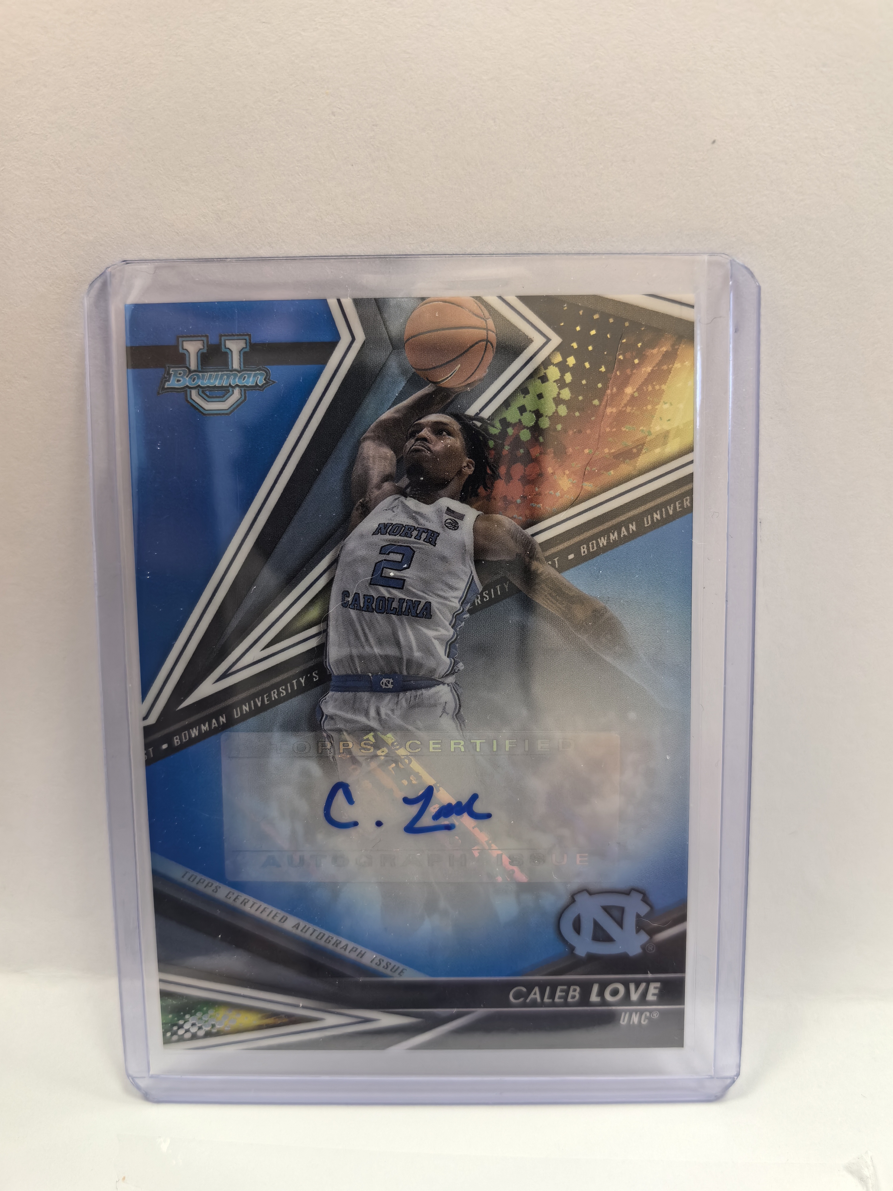 2023 Topps bowman Caleb Love 凯莱布 乐福 签字卡 签名 蓝折 016/150编 Autograph Issue 卡品如图