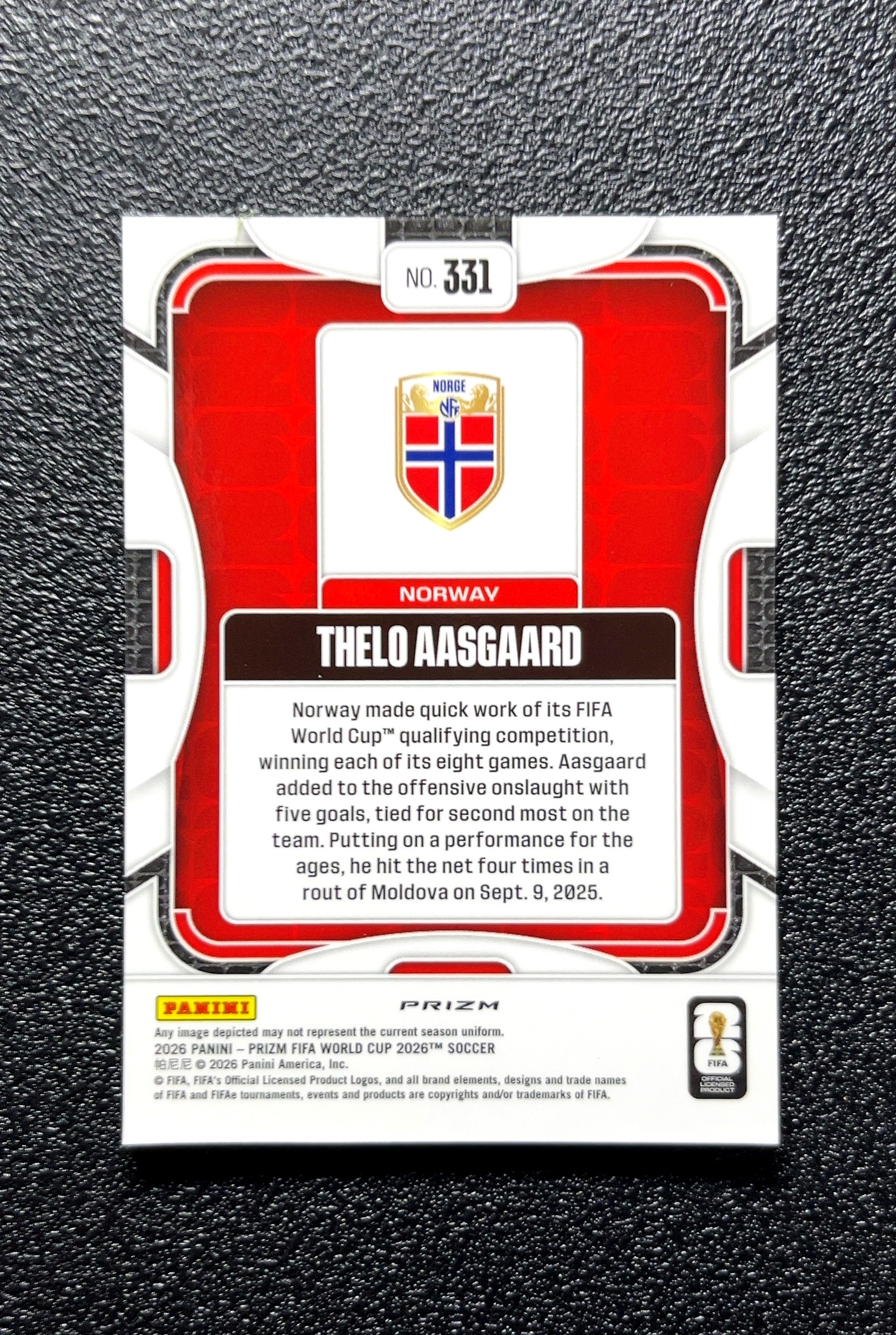 【小白1%代卖】2026 Panini Prizm Rookie 新秀 Theo Aasgaard 西奥·阿斯加德 新秀 RC 卡品如图 高价值 #331 Norway 挪威 0809