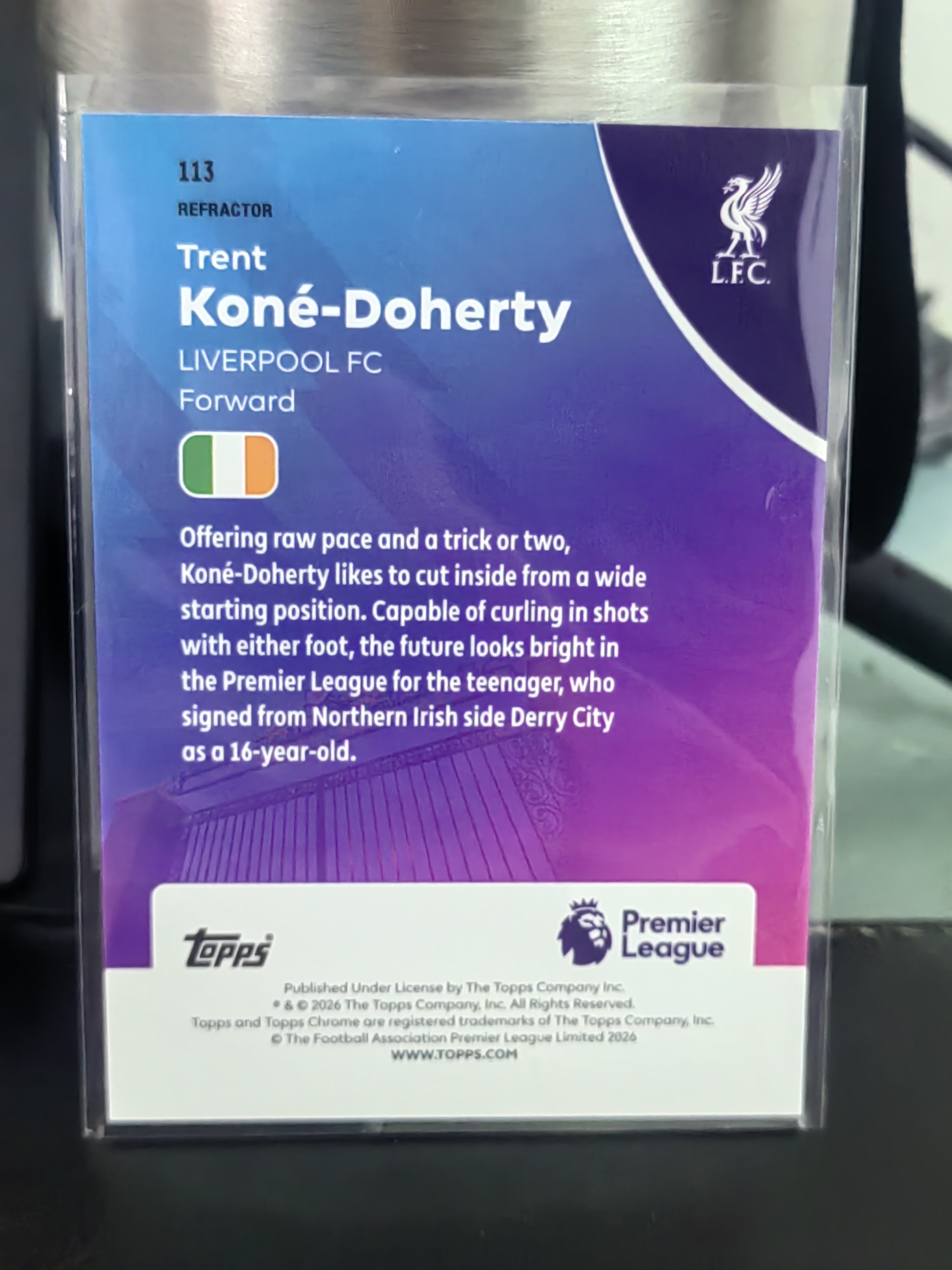 Tim Doherty Card 2026 Topps Chrome Trent Kone-Doherty RC 英超 特伦特 科内 多尔蒂 利物浦 银折 新秀 足 白边白角 ...